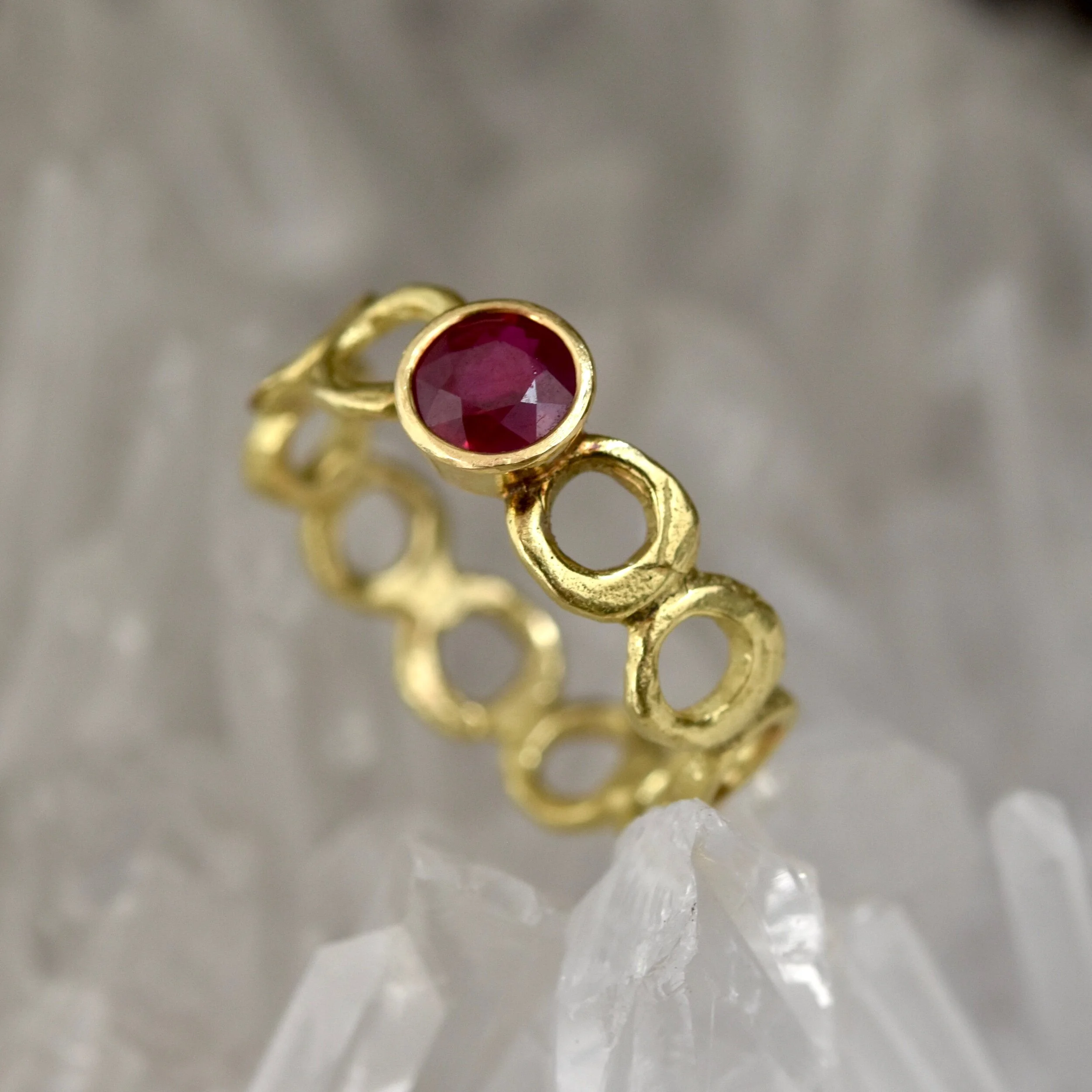 Ruby Set 18ct Bubble Ring