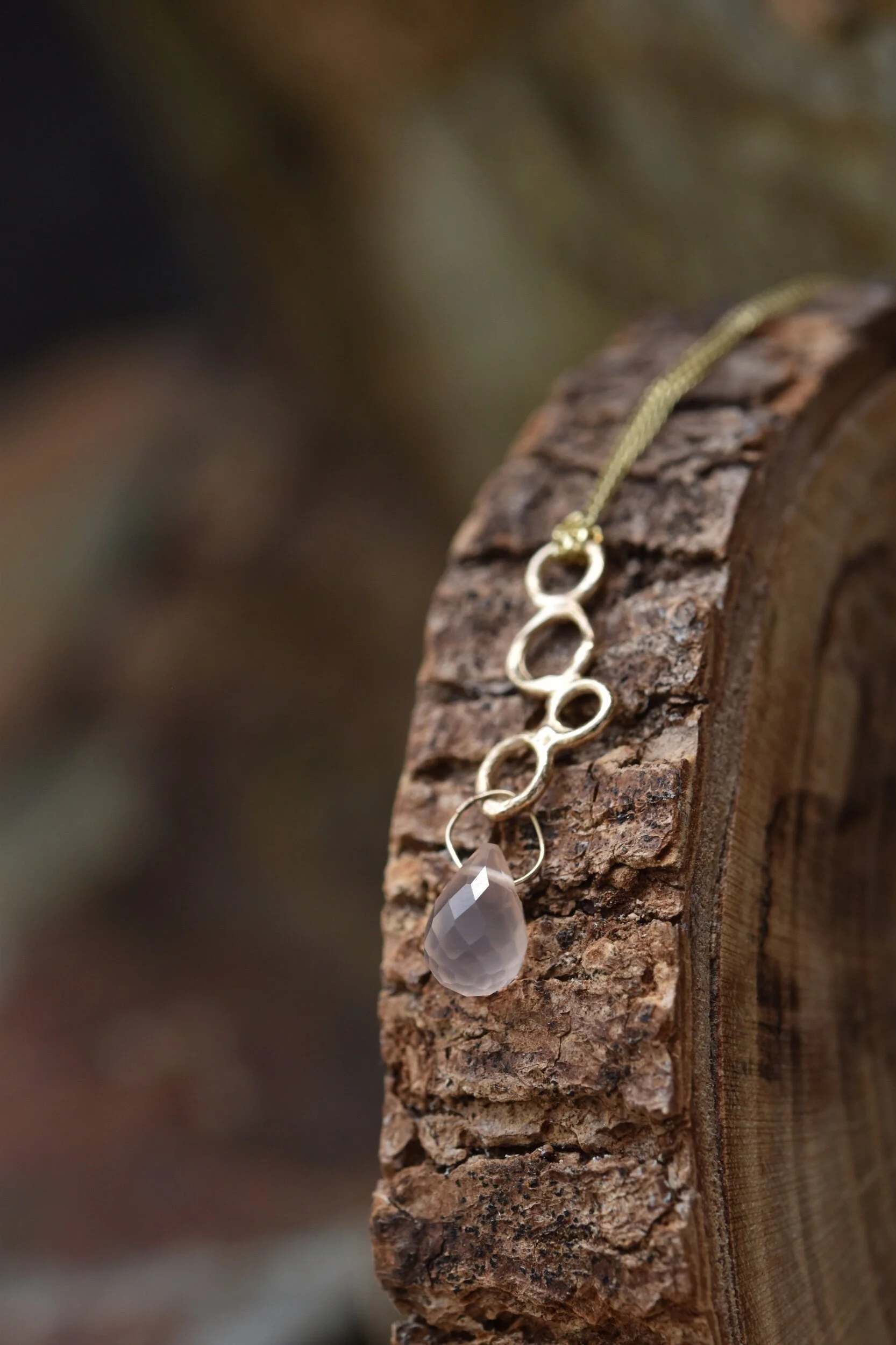 Erin Cox 9ct yellow gold lapis lazuli briolette drop necklace. Handmade handcrafted designer jewellery ethically sourced recycled gold Devon UK local present gift birthday anniversary