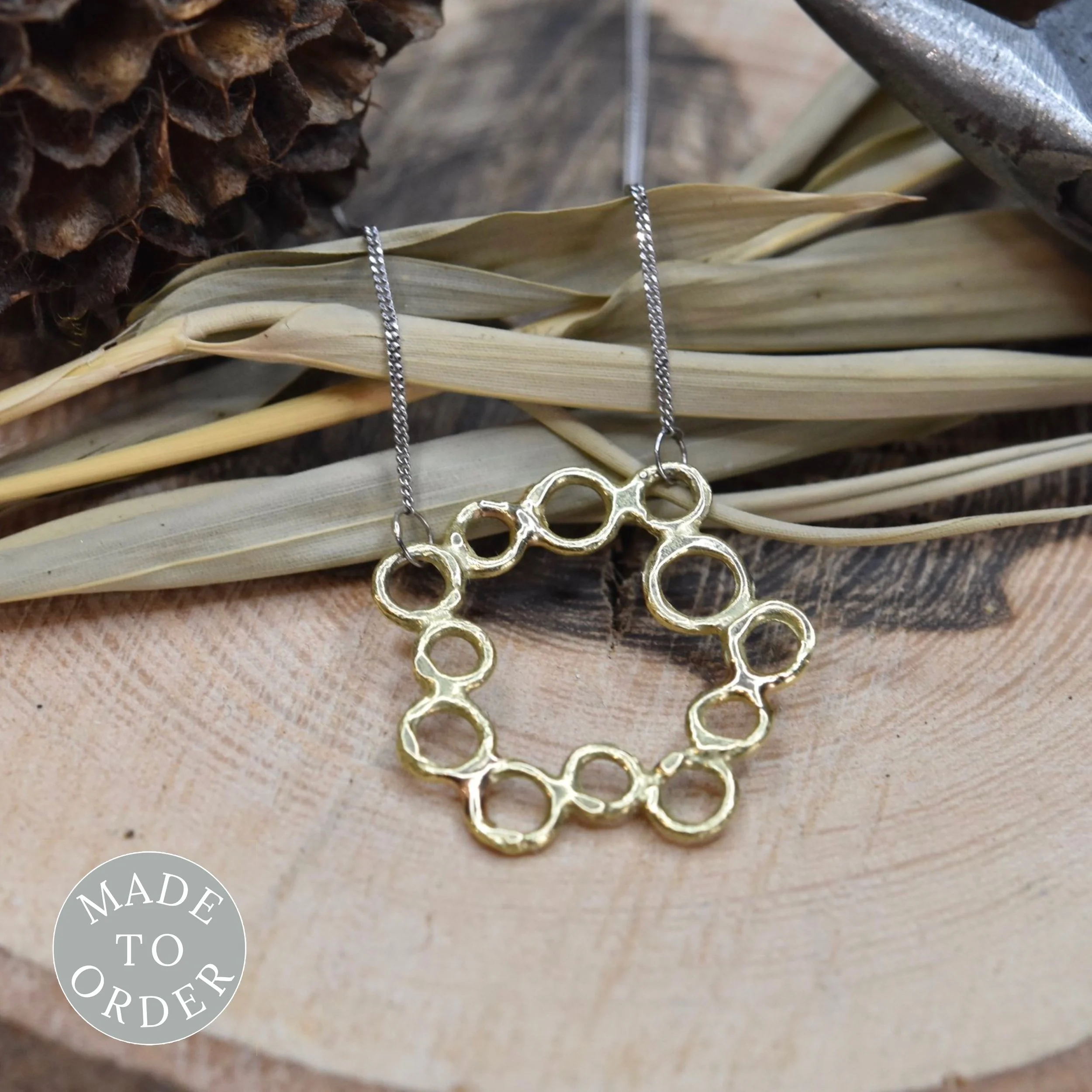 18ct yellow and white gold circle bubble necklace (Made to Order)