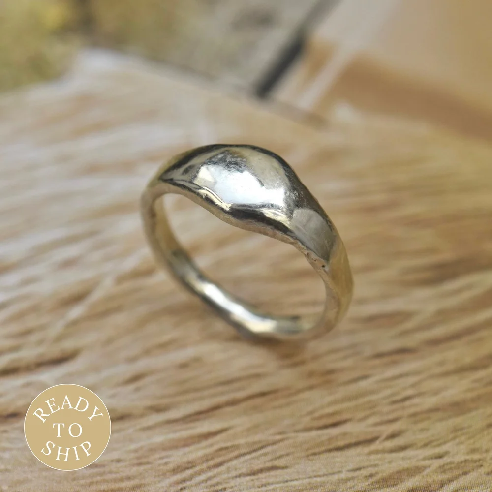 9ct White Gold Molten Signet Style Pinky Ring — Erin Cox