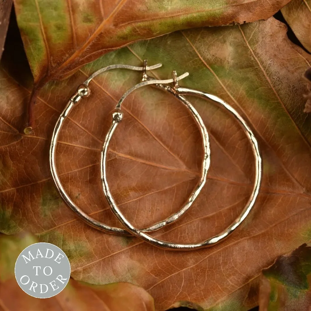 9ct yellow Gold Molten Hoop Earrings - Made to Order