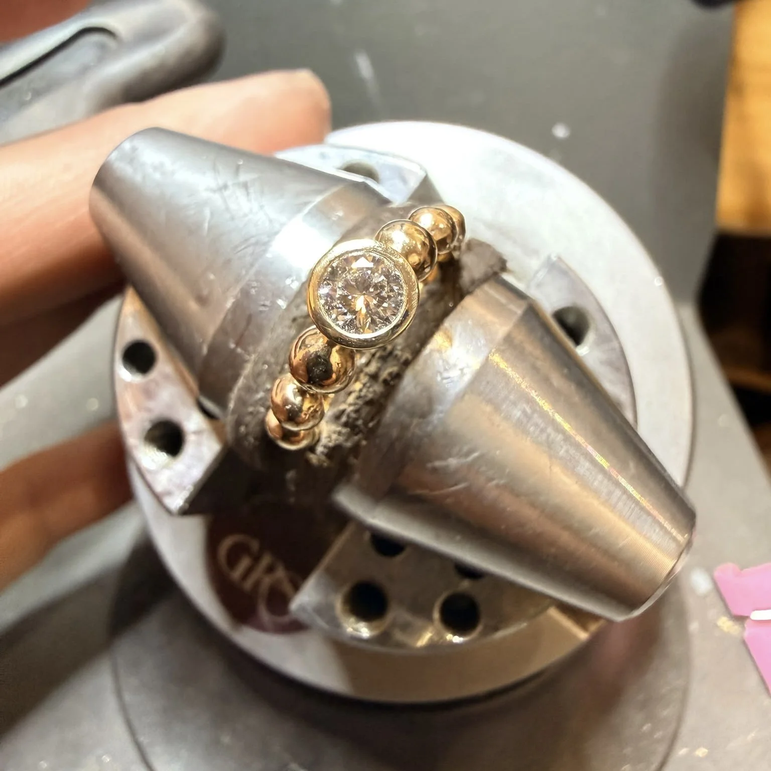 0.51ct Lab-Grown Diamonds Set in 9ct yellow gold ‘boulder’ ring