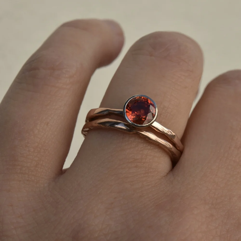 Saphir orange naturel de Tanzanie, taille diamant, 4,7 mm