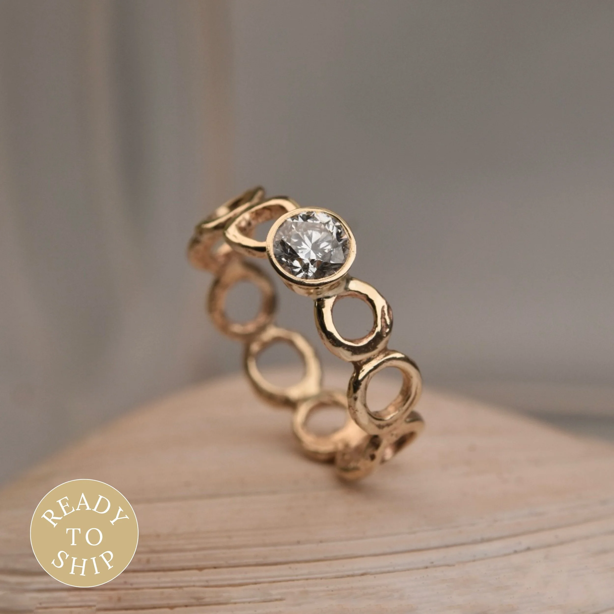 0.51ct Lab Grown Diamond 9ct Yellow Gold Bubble Ring.