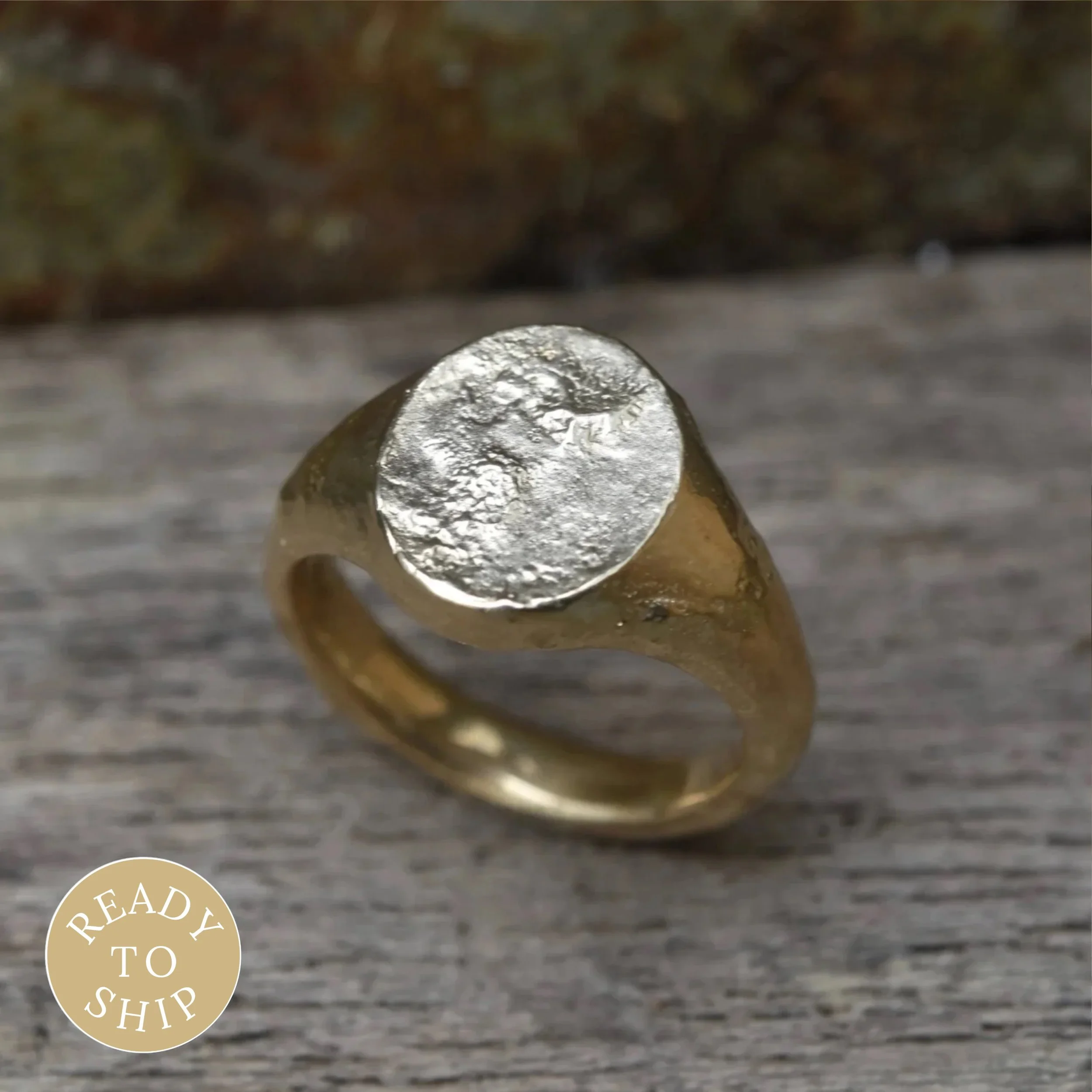 12 x 14mm Oval Melty Signet Ring in 9ct Yellow Gold - Made To Order