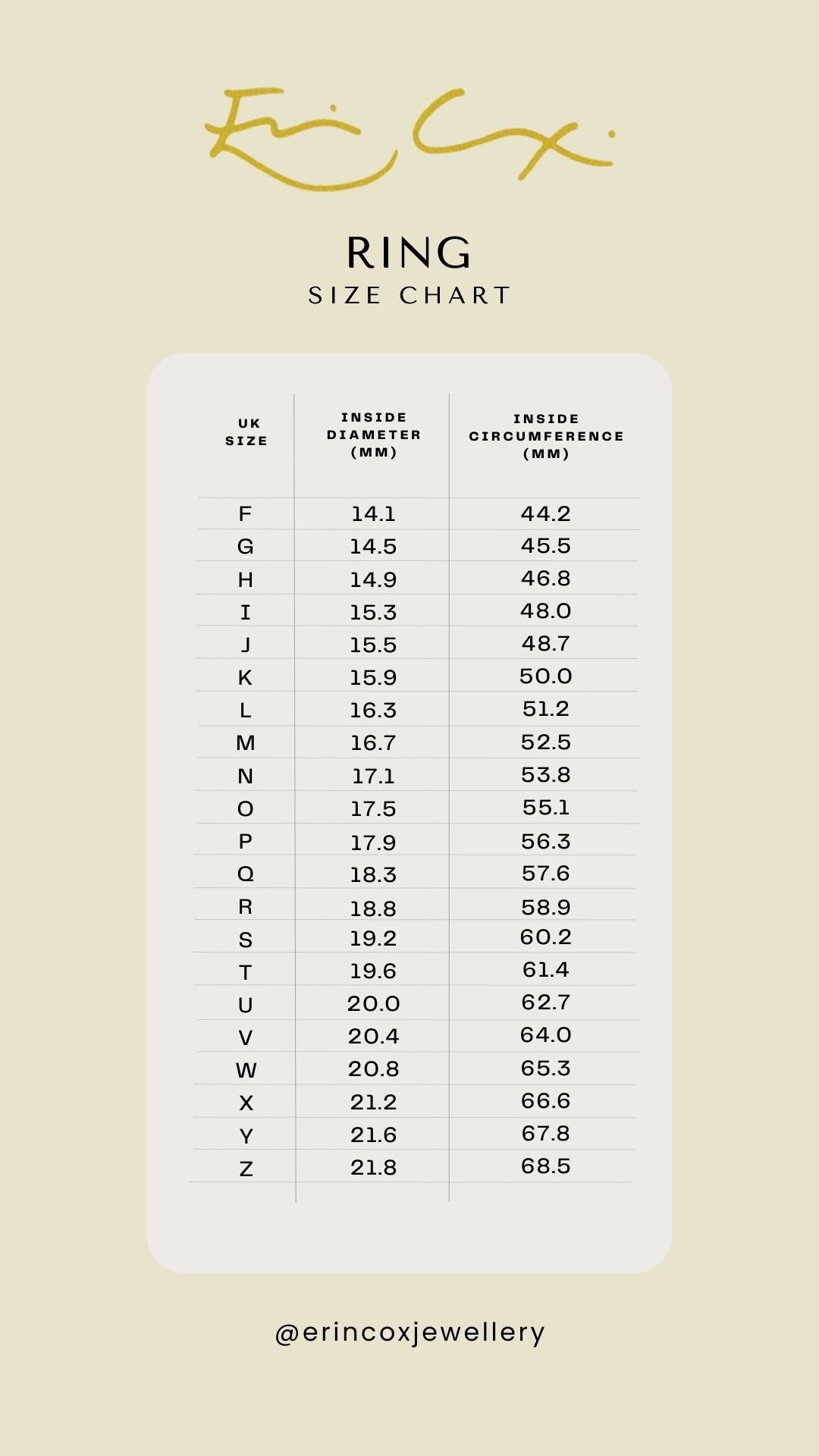 Free Printable Ring Sizer Online UK - JTL Ring Size Guide