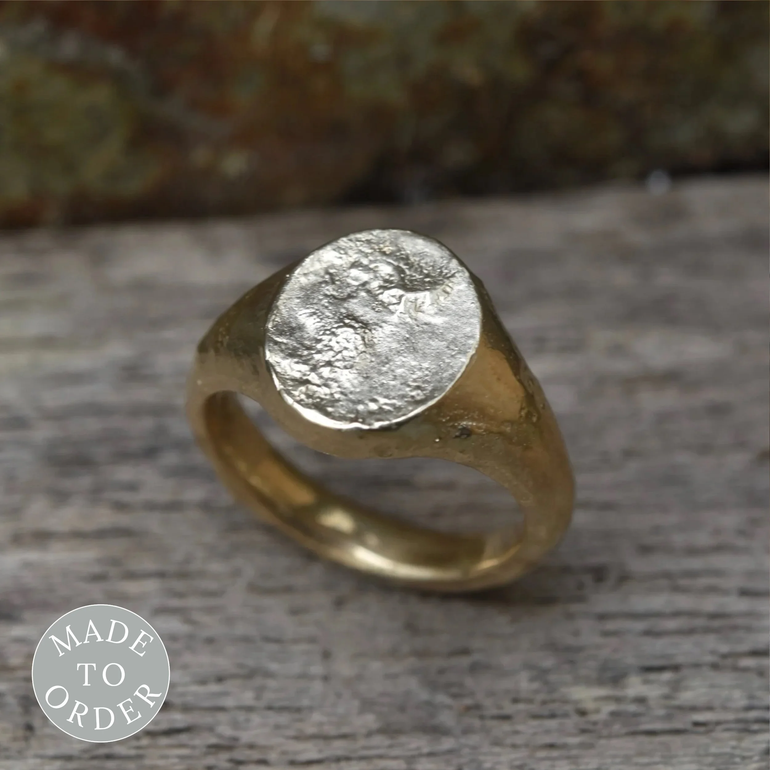 12 x 14mm Oval Melty Signet Ring in 9ct Yellow Gold - Made To Order