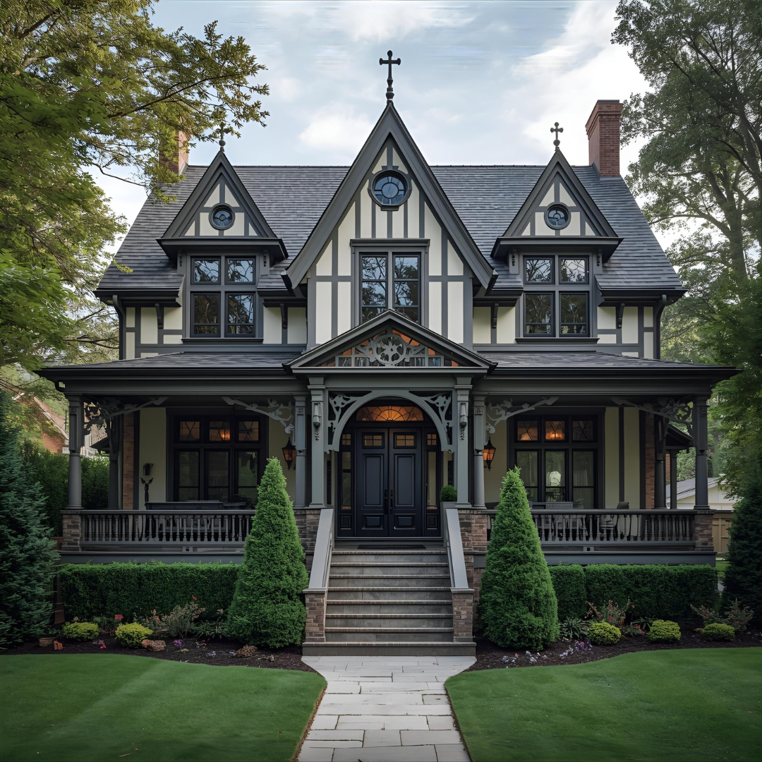 Example of a modern gothic revival style home.