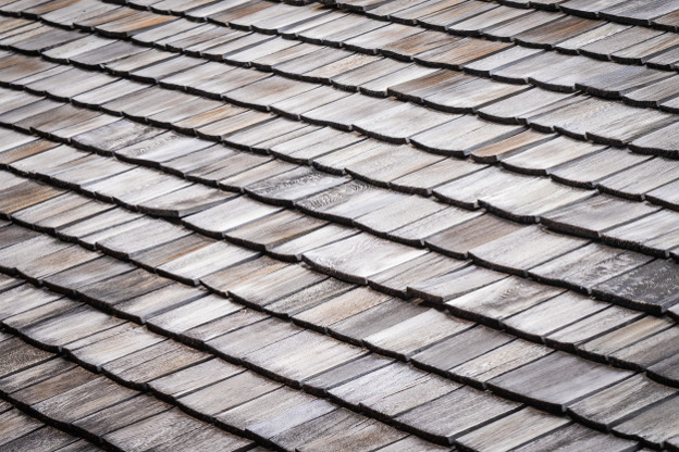 Natural cedar wood shake roof.