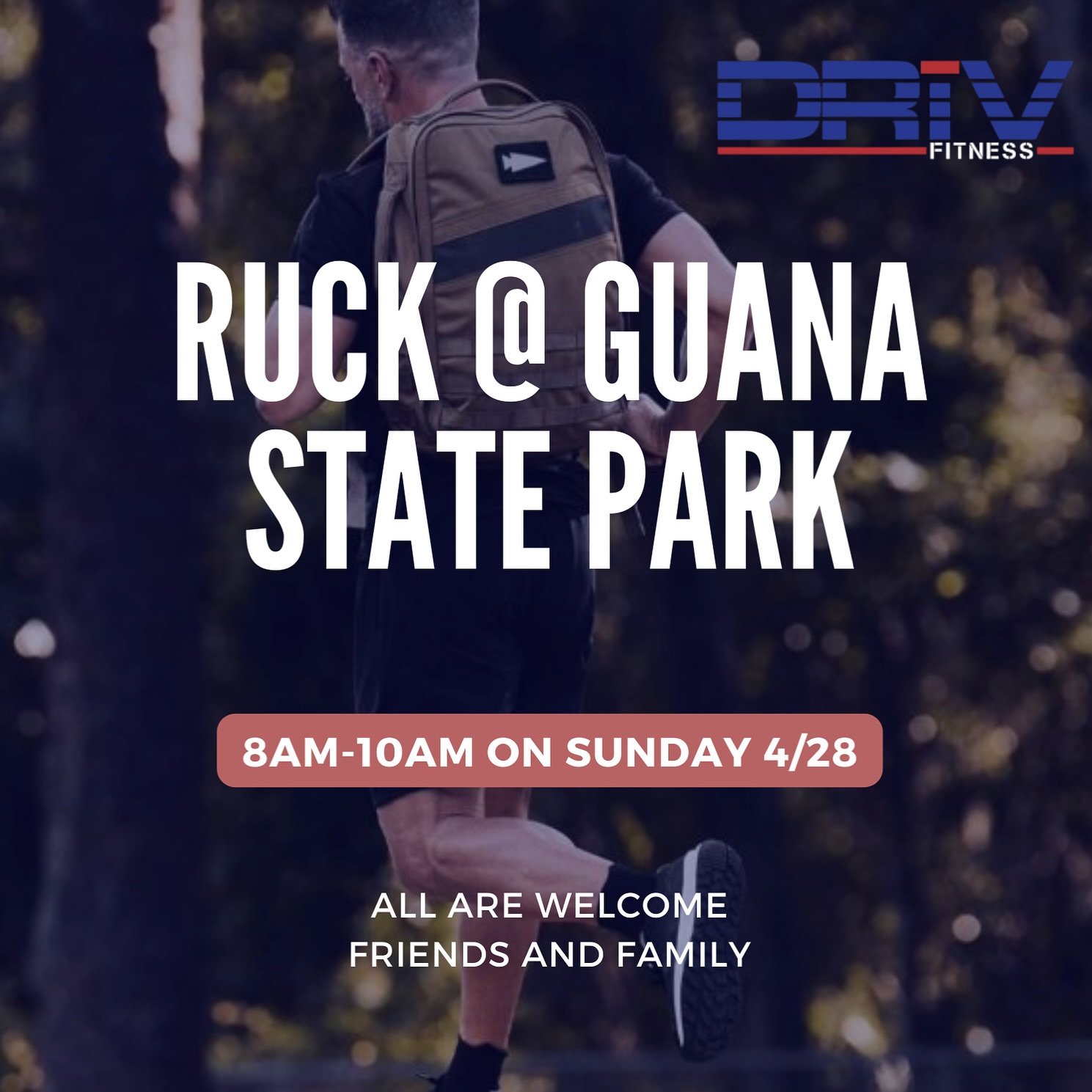 Let&rsquo;s get that extra fitness in this Sunday at Guana State Park (next to the Exxon)

Coach Mindi is gonna be waiting for you at the main entrance. All are welcome!

Ruck with weight or just walk the trail, you choose. 
Bring plenty of water + s