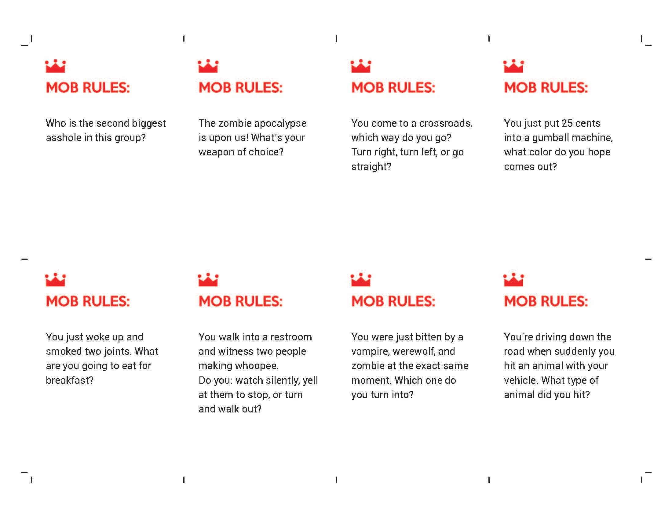 Mob Rules sample cards