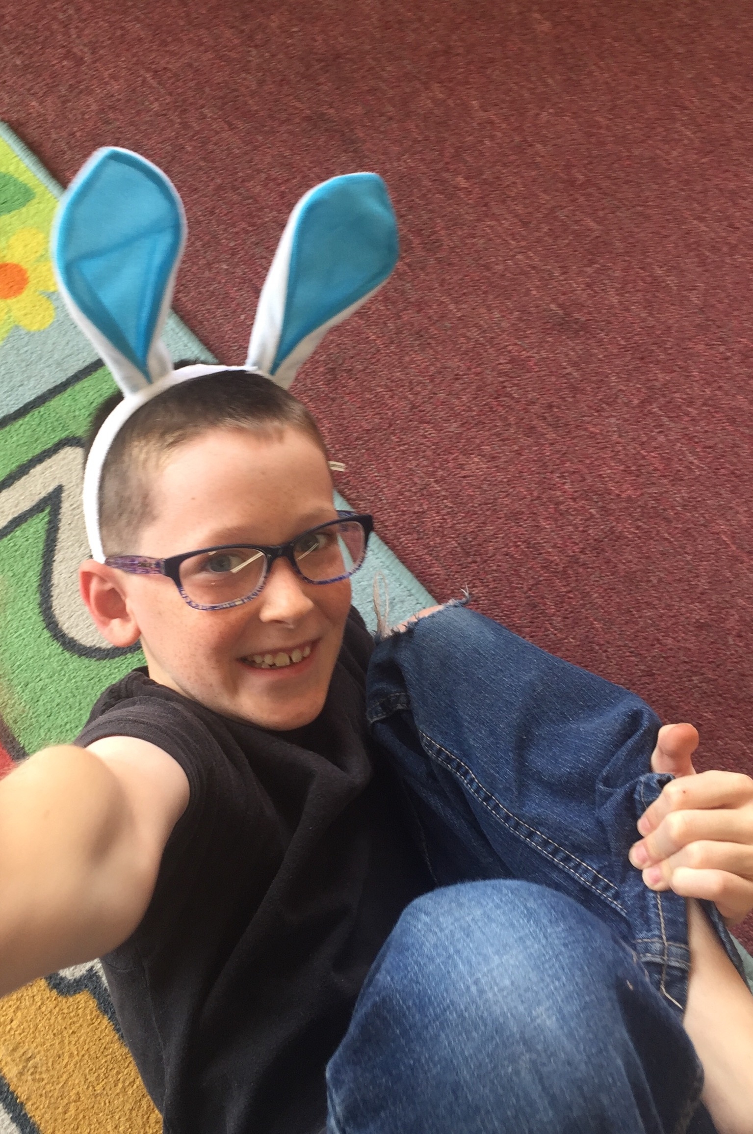 Titus enjoys pretending to be a bunny on Mammal day