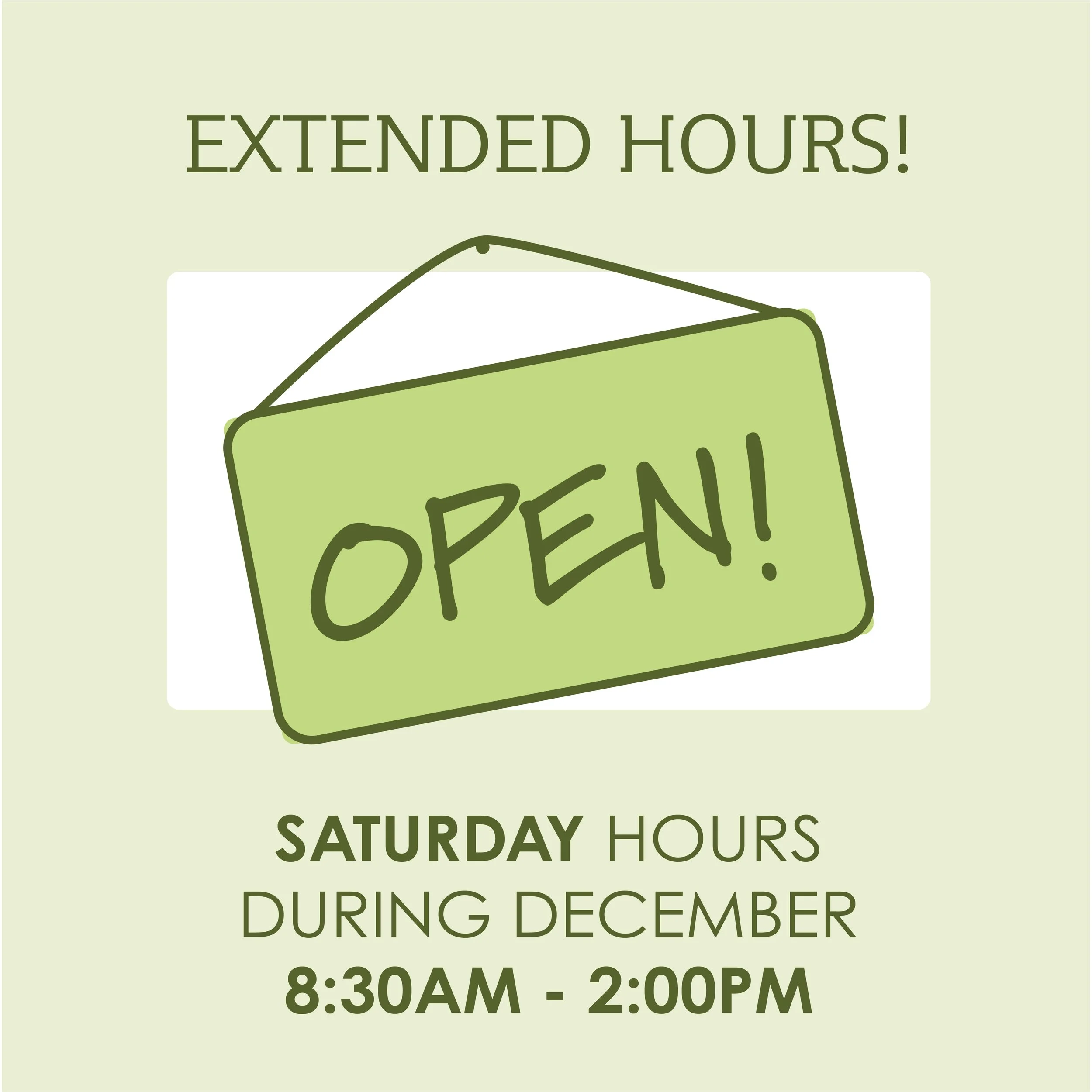 Extended Holiday Hours