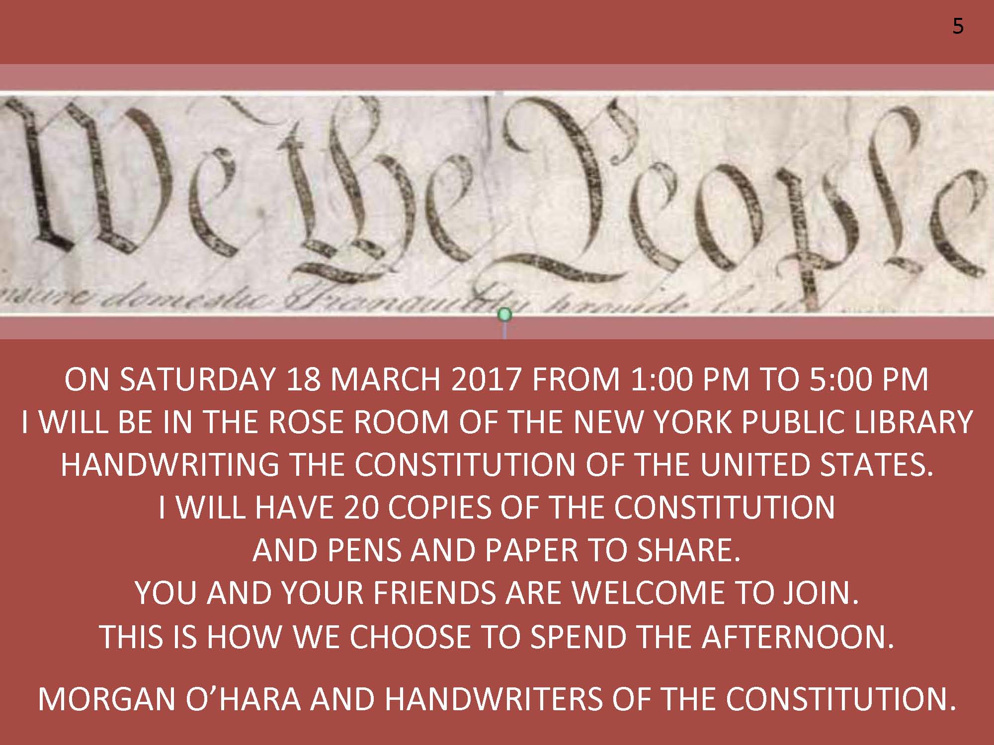 #5 ___ 18 MARCH 2017 NEW YORK CITY