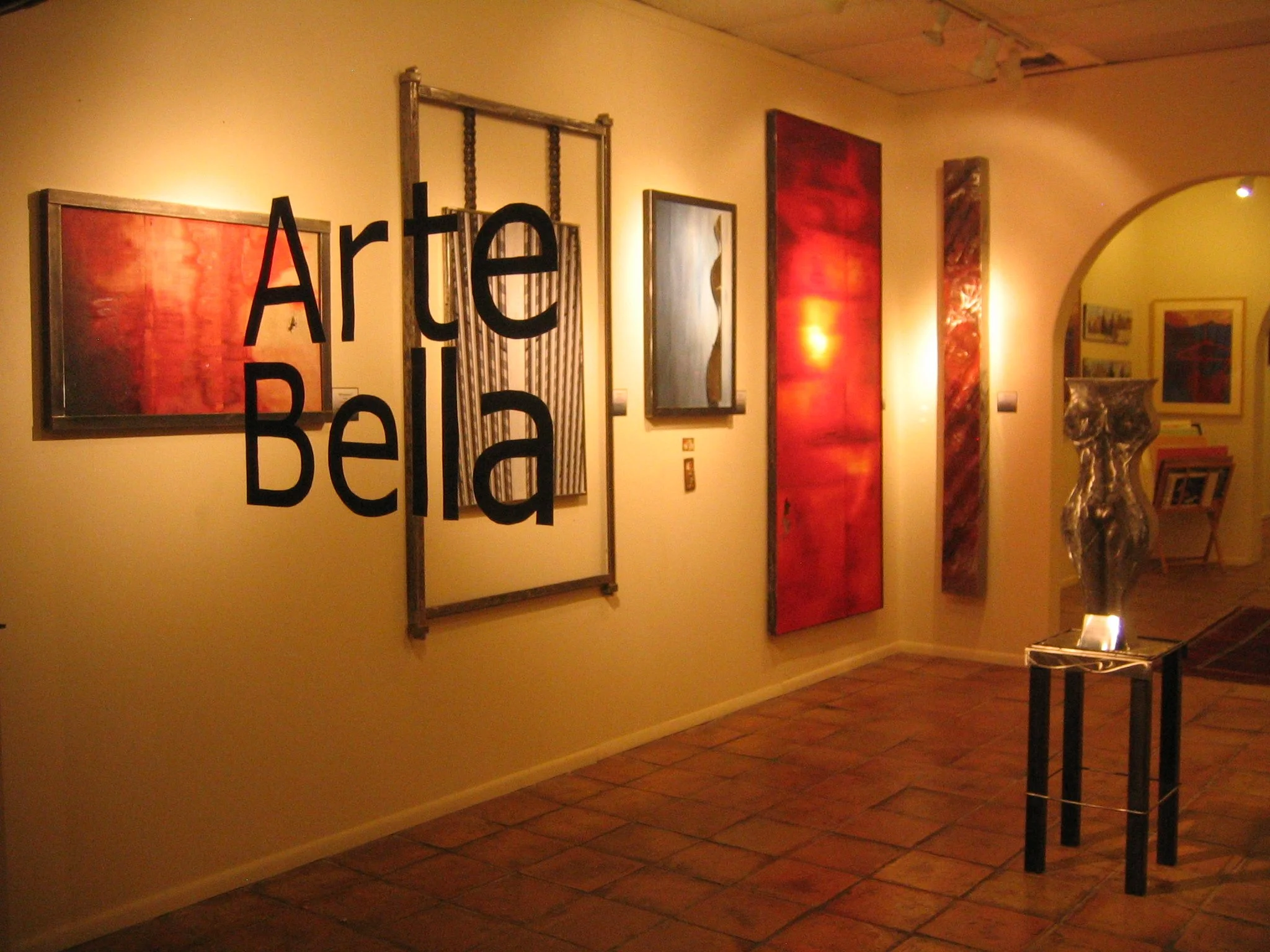  This view is looking through the window into our gallery in Santa Fe. “Arte Bella” was a collaboration gallery with 6 artists. The work in the foreground was all done by me. It lasted for 1 year and sold very close to zero art. haha. It was a great 
