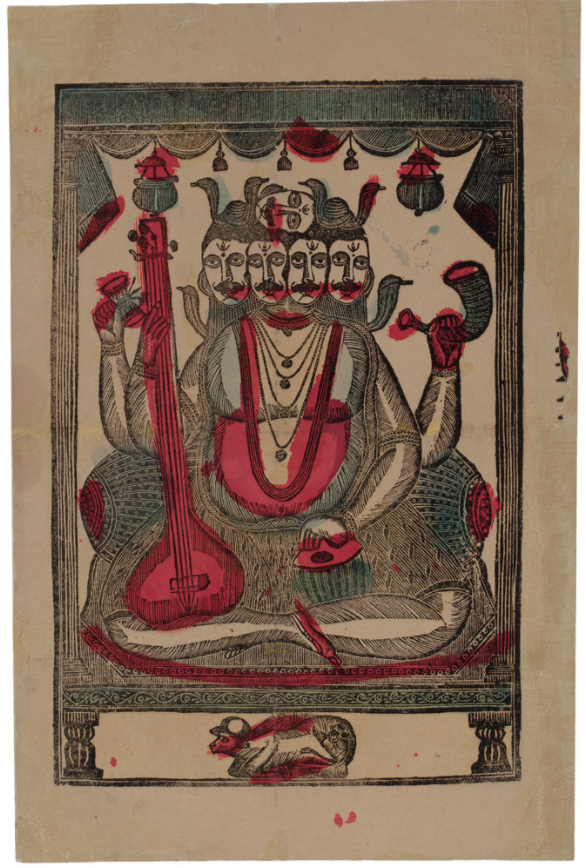 Nritya Lal Datta, Shiva (ca. 1860–1870), woodblock print, 17 3/4 x 11 3/4 inches, Calcutta. Collection of Mark Baron and Elise Boisanté.