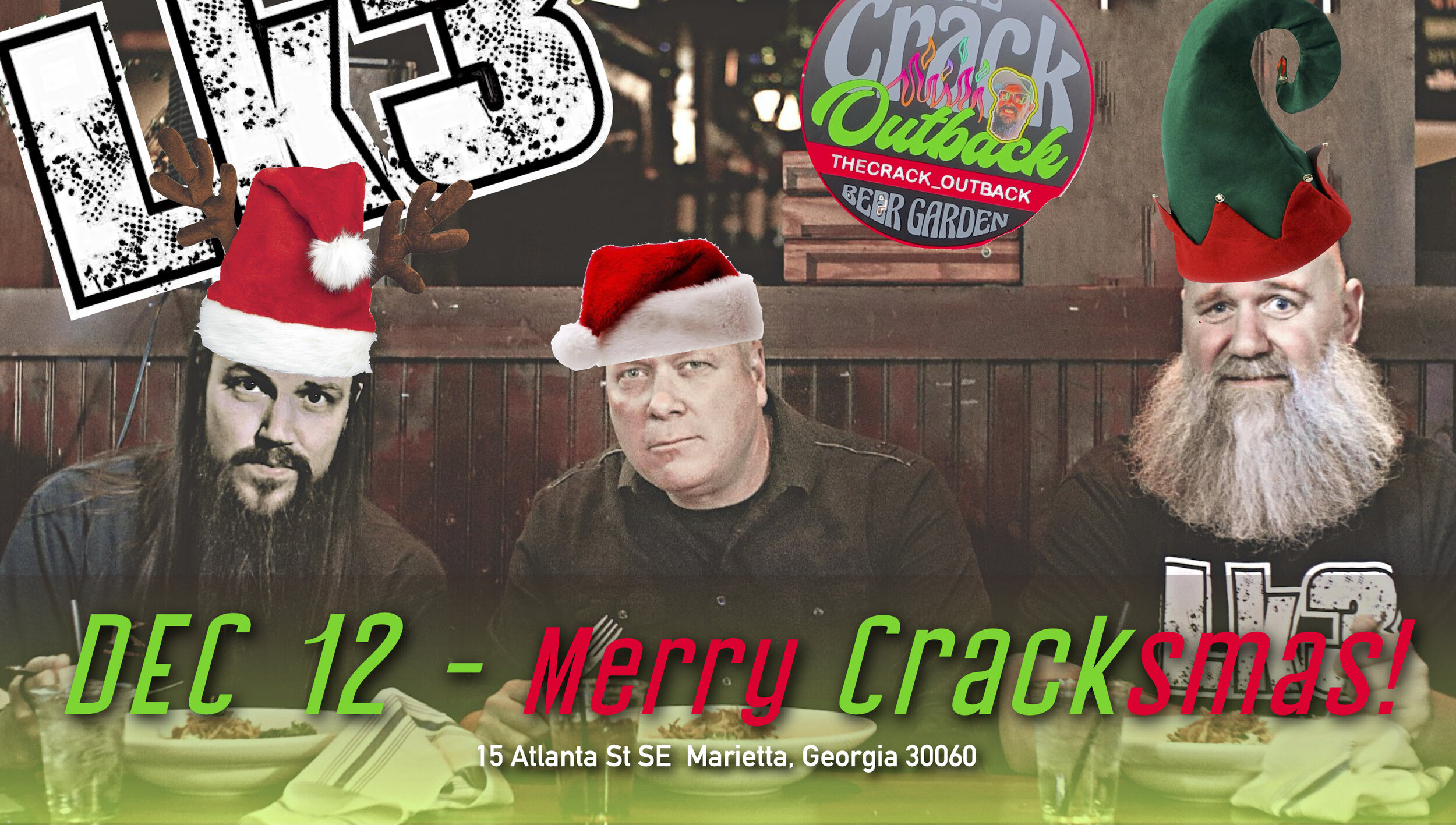 Merry Cracksmas from Leonard Koggins Trio.. come get silly and rock out with LK3 at Johnnie MacCrackens on Saturday Dec 12th!