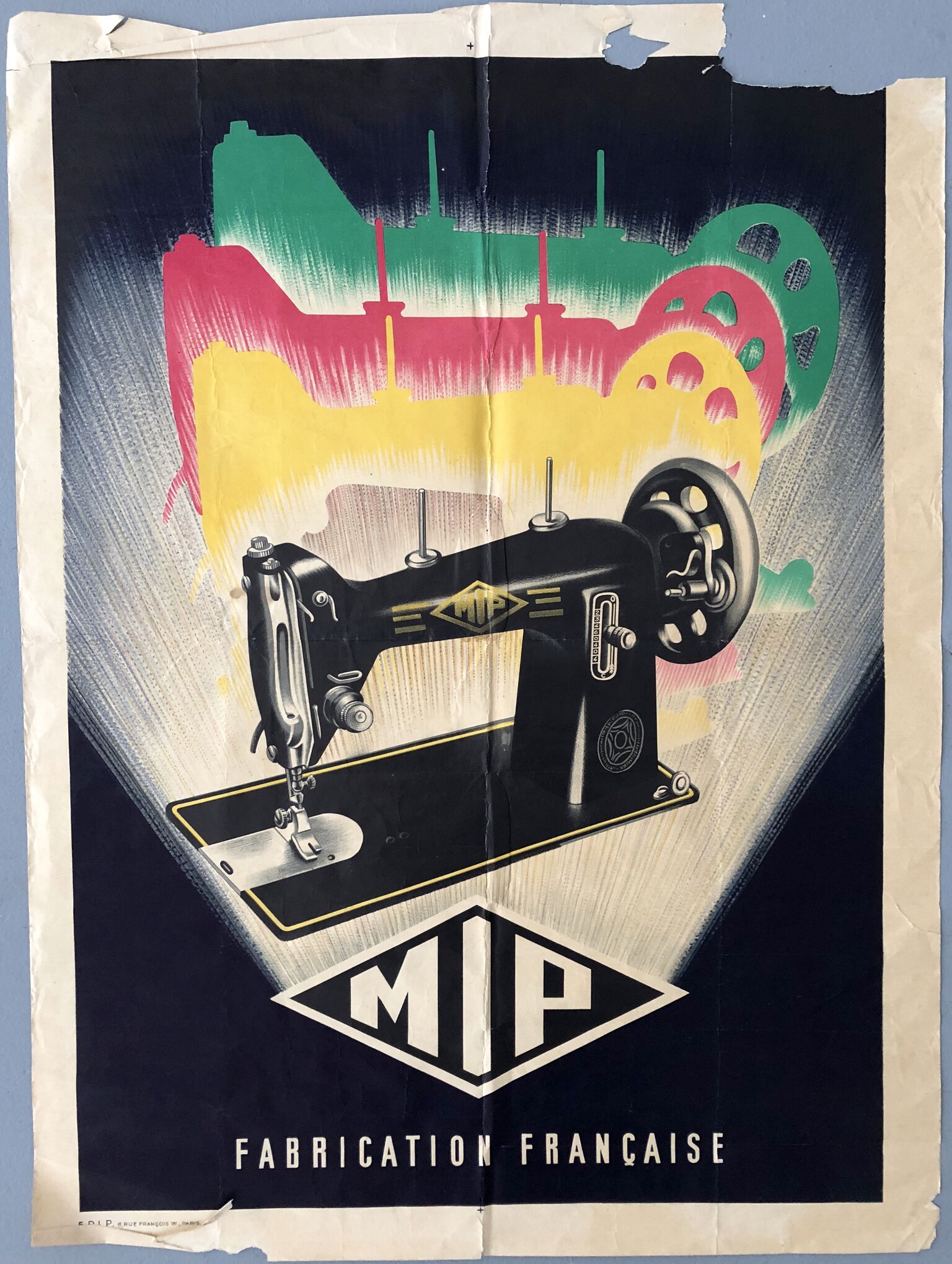 MIP - Fabrication Francaise, 1930 French Sewing Machine Poster