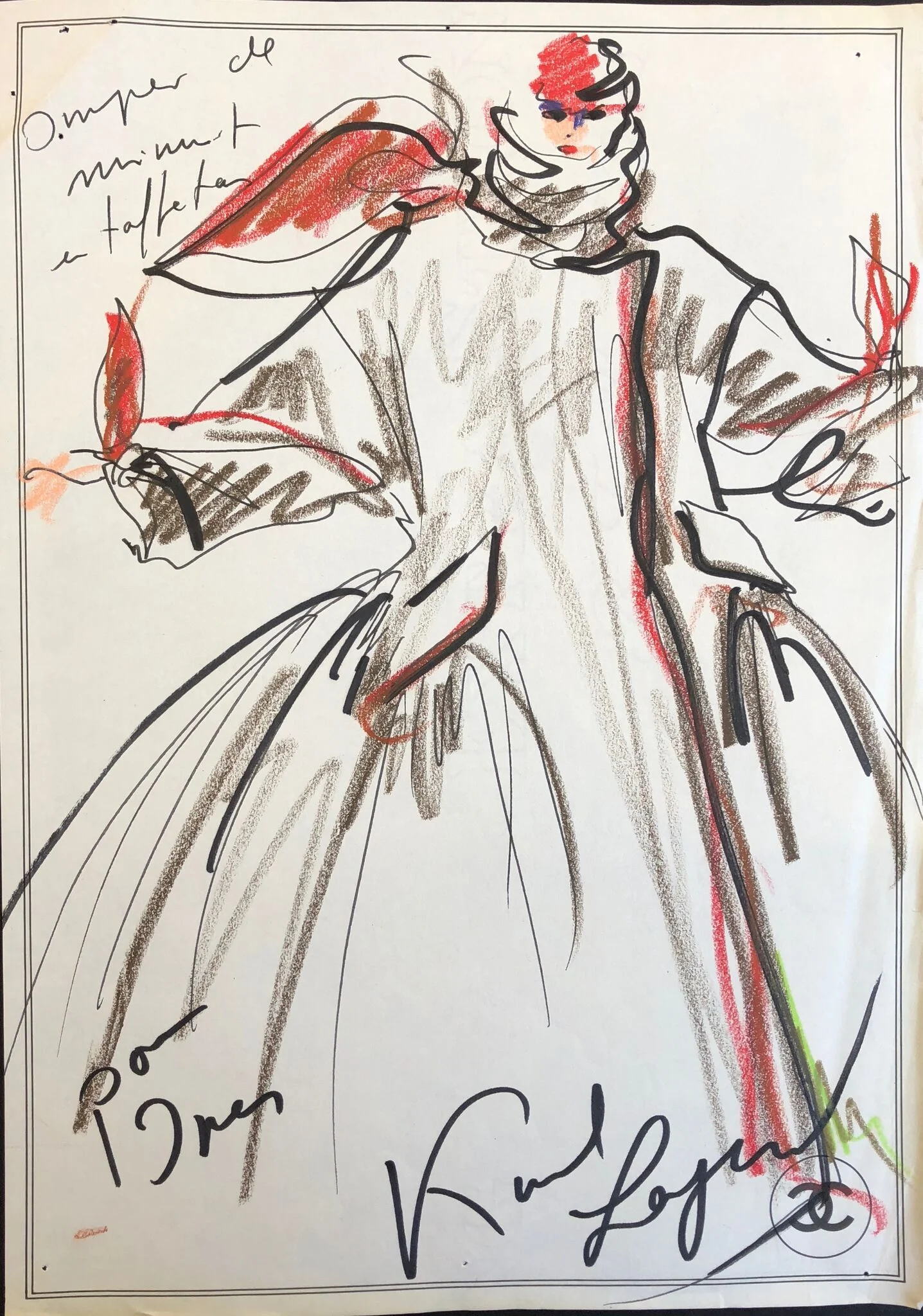 Evening Raincoat in Taffeta - Fashion Design for Ines de la Fressange