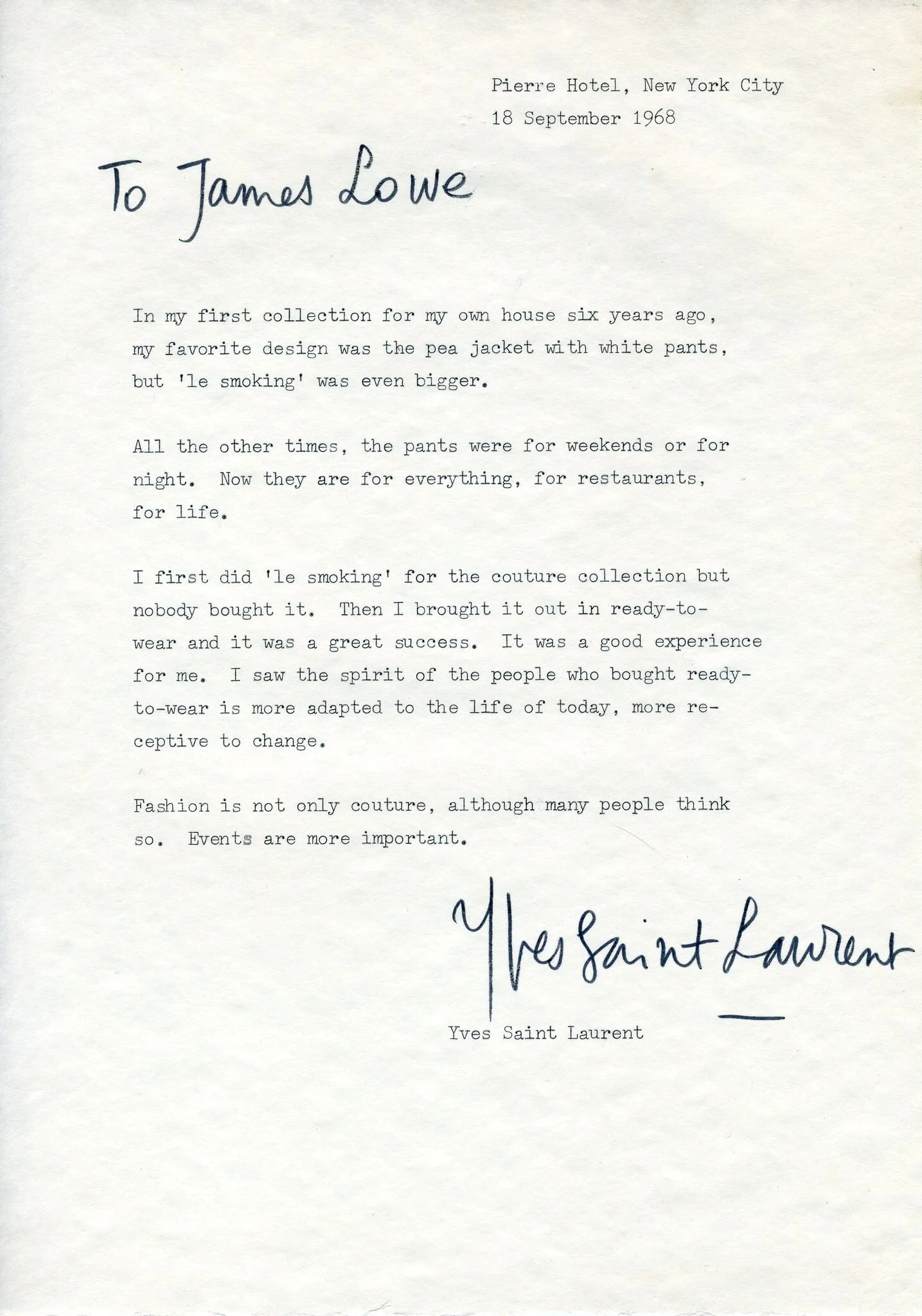 Important Signed Letter, September 18, 1968