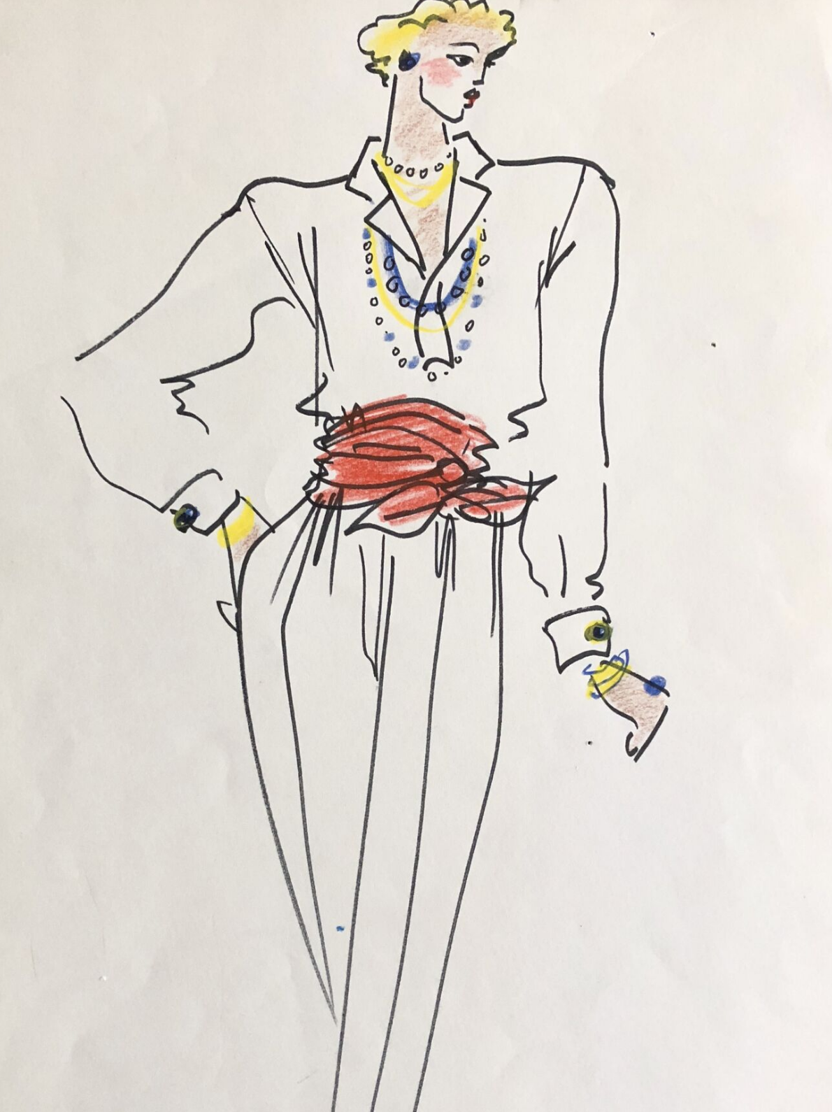 Ten Original Fashion Drawings for an Unpublished Mirabella Feature on Accessories ca. 1980s