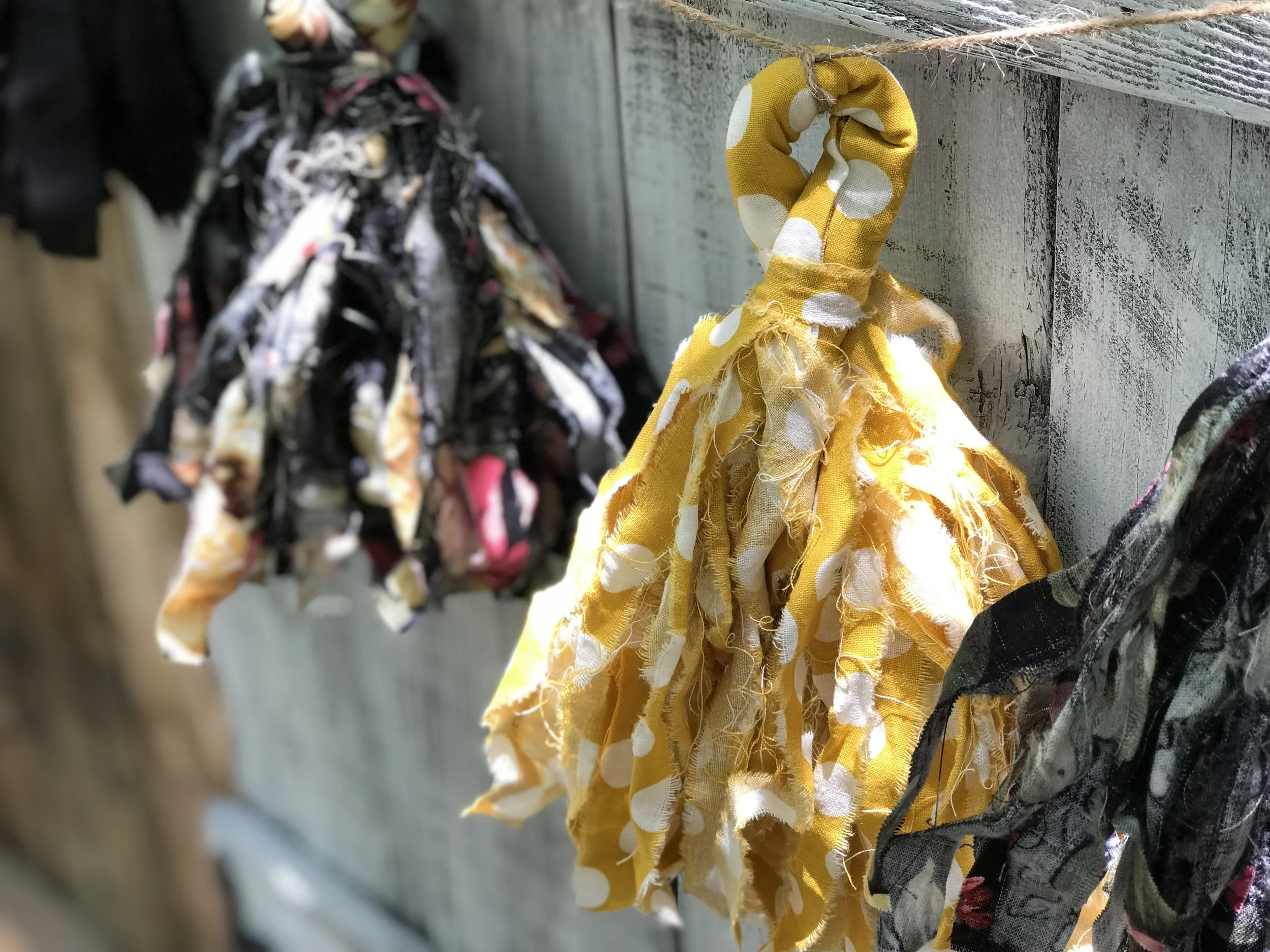 Handmade fabric tassel garland