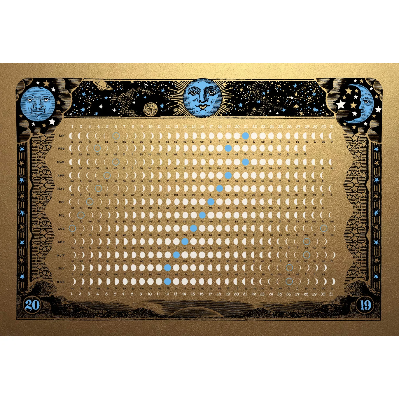 2019 Lunar Calendar by Nate Duval