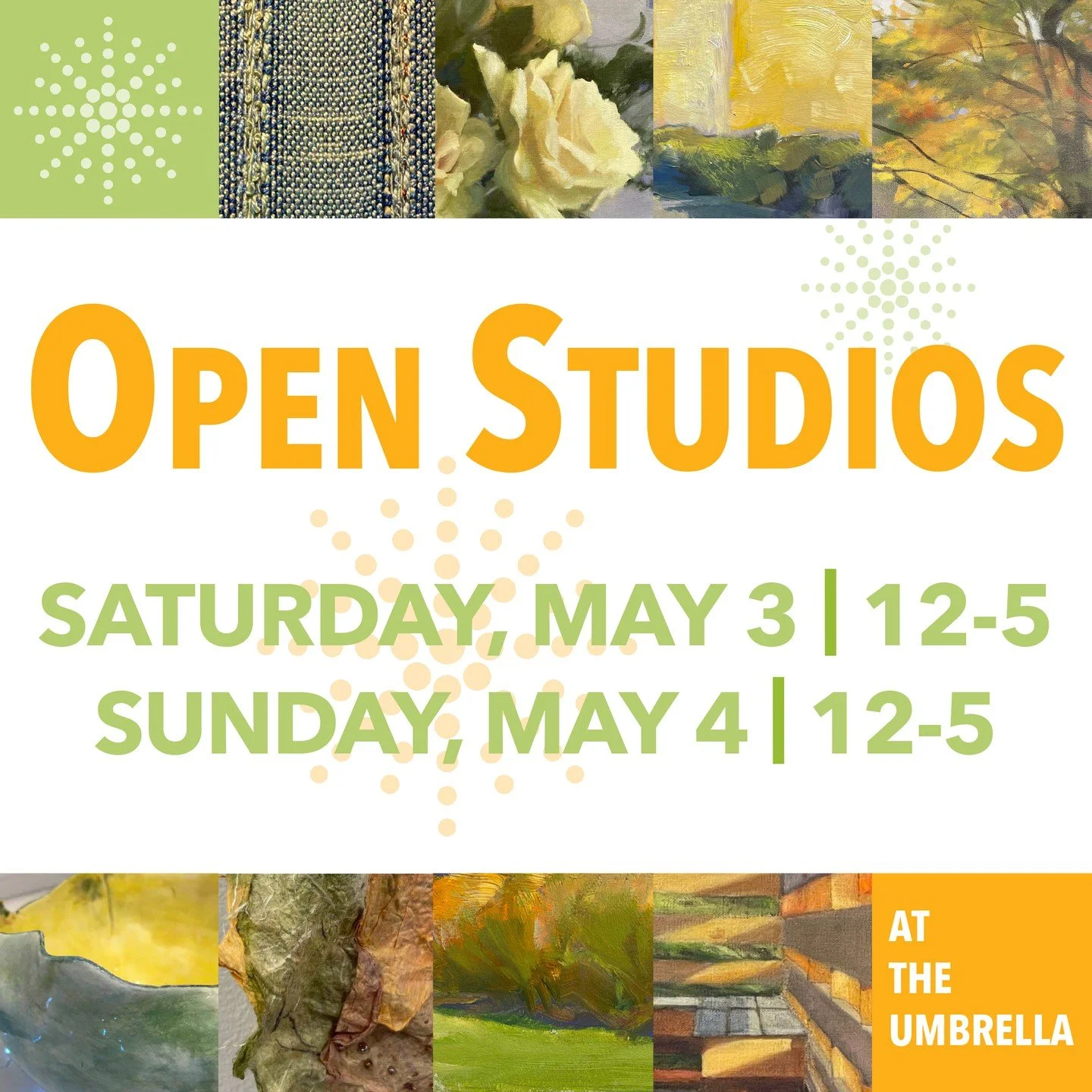 This weekend! You're invited to Open Studios at the Umbrella in Concord, MA. Come and get out of the rain. See art. Meet interesting people. Learn something. All at the same time. Such a deal. Free too.
I'm in Studio 213A behind the elevator. Check m