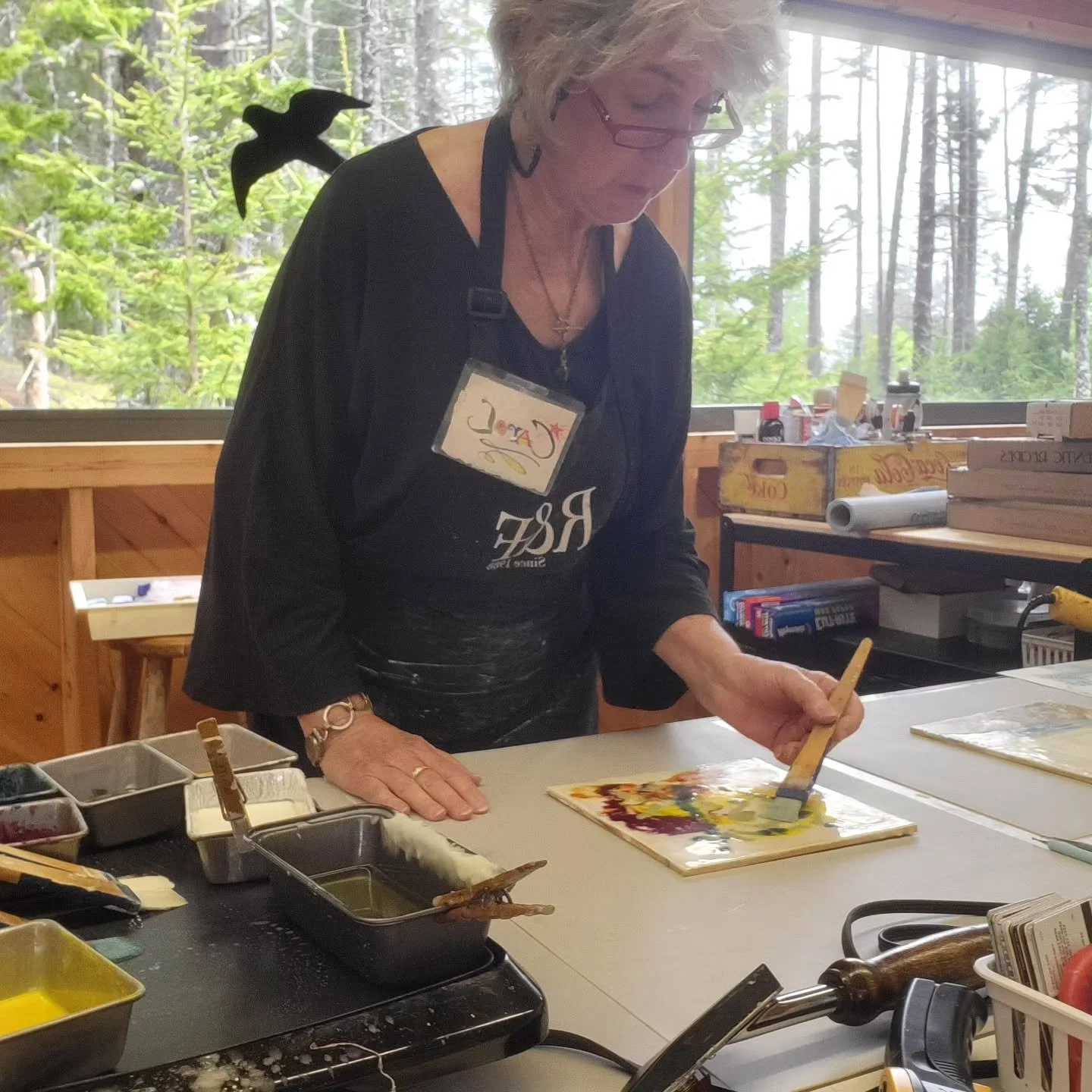 Settled into my studio at Haystack for the Open Studio Residency. Beautiful setting, wonderfully talented people, time for creativity, summer camp for adults! What could be better?