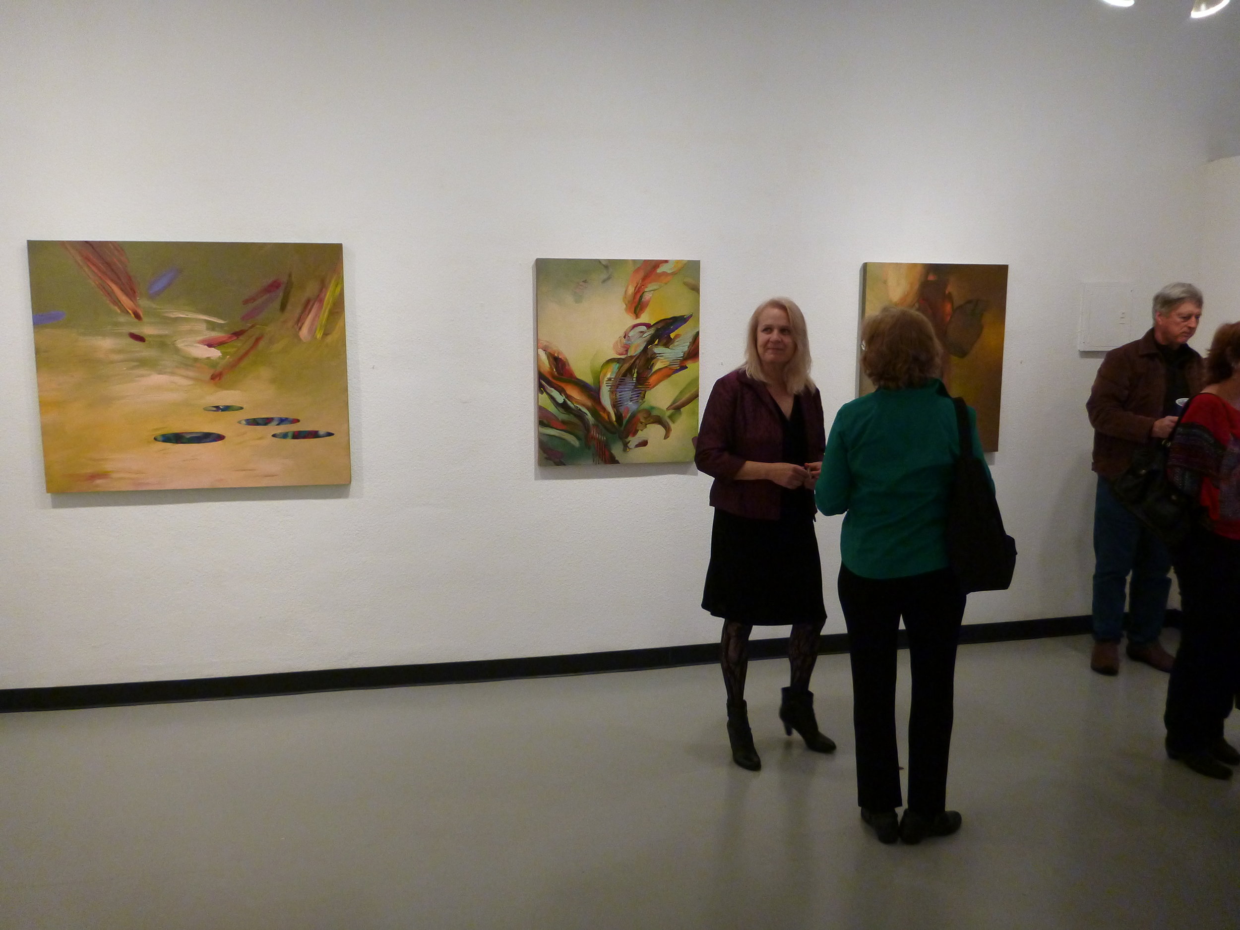 Lazzari at an opening reception for her artwork.