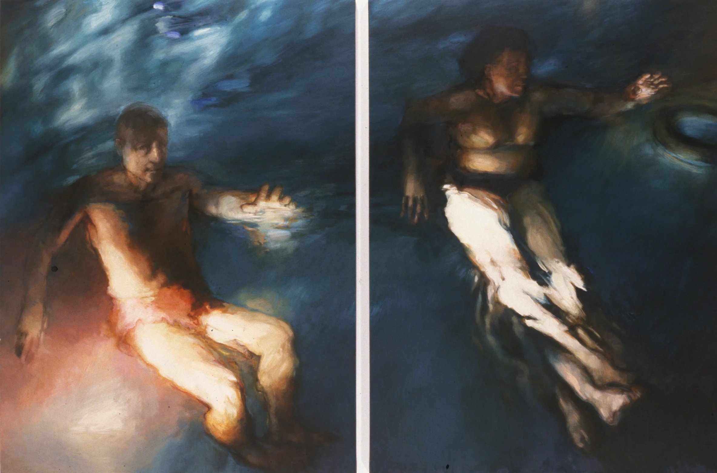 FLOATING.  Oil on Canvas, 1997, Two panels, total size 72" x 48"