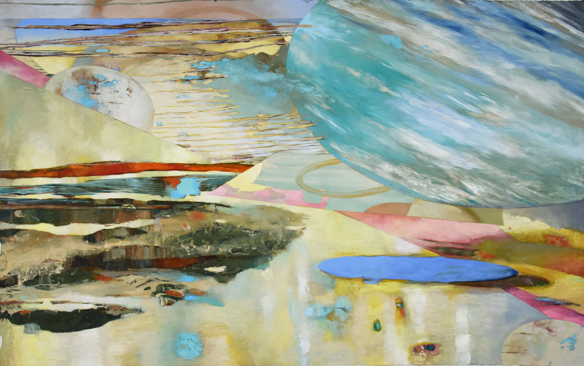 FIVE HORIZONS. Acrylic on canvas, 44 x 70 inches, 2016 (available)