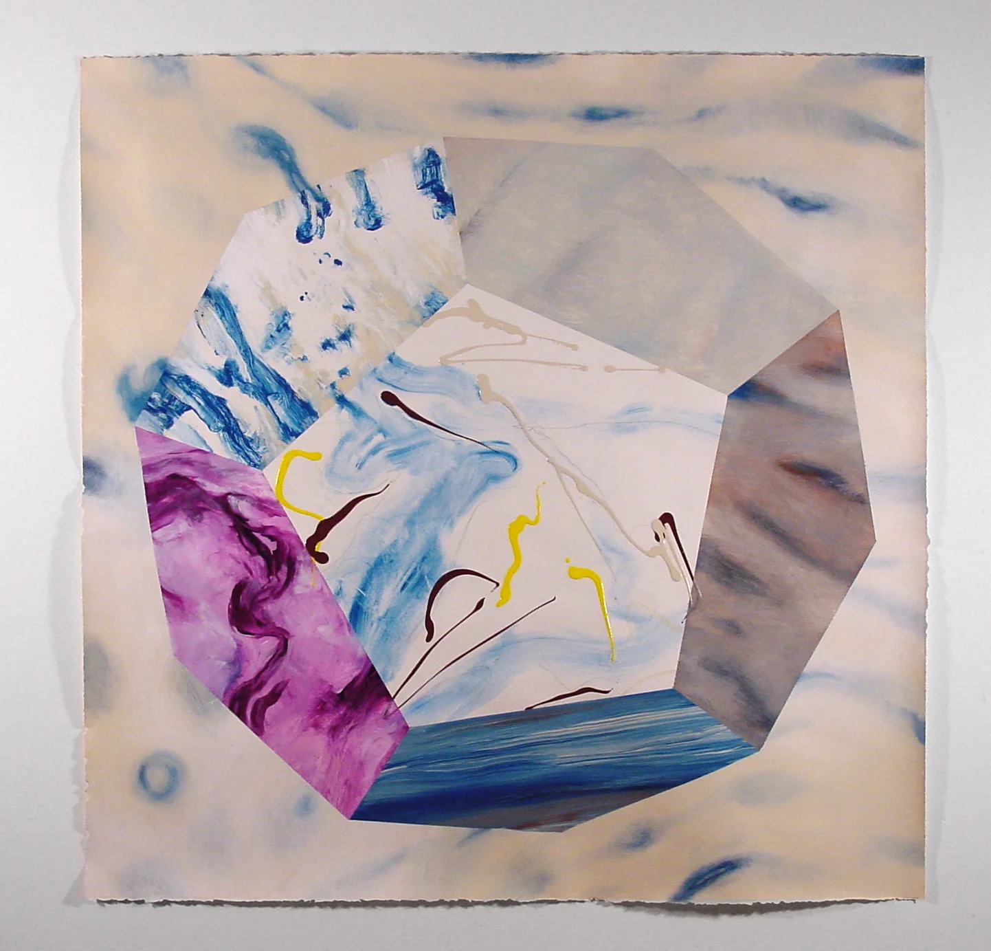 PLATONIC SOLID SERIES:  BLUE AND MAGENTA.  Acrylic on paper, 48 x 48 inches. (available)