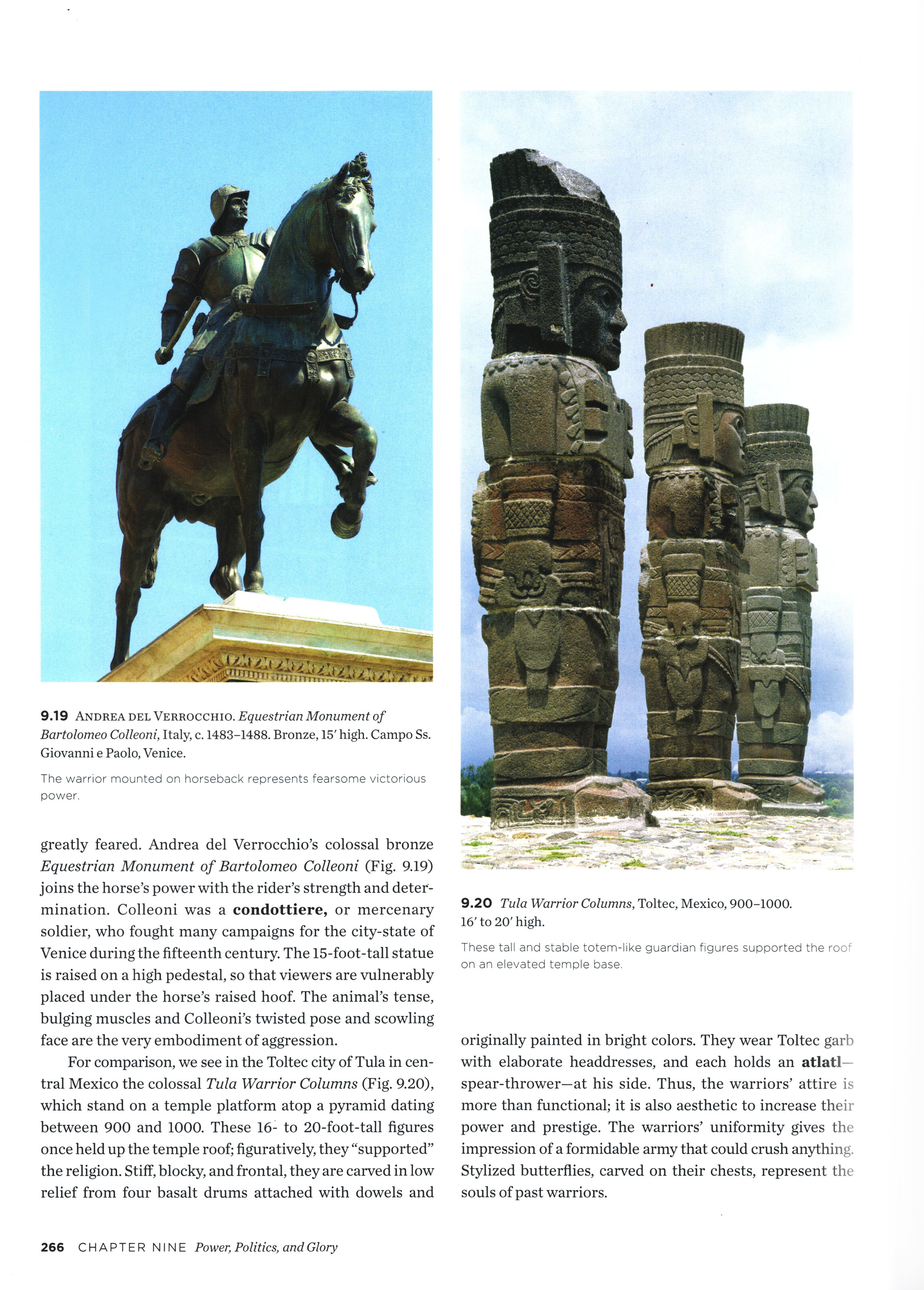 A comparison of images of warriors from different cultures, page 266 from the chapter on Power, Politics and Glory.
