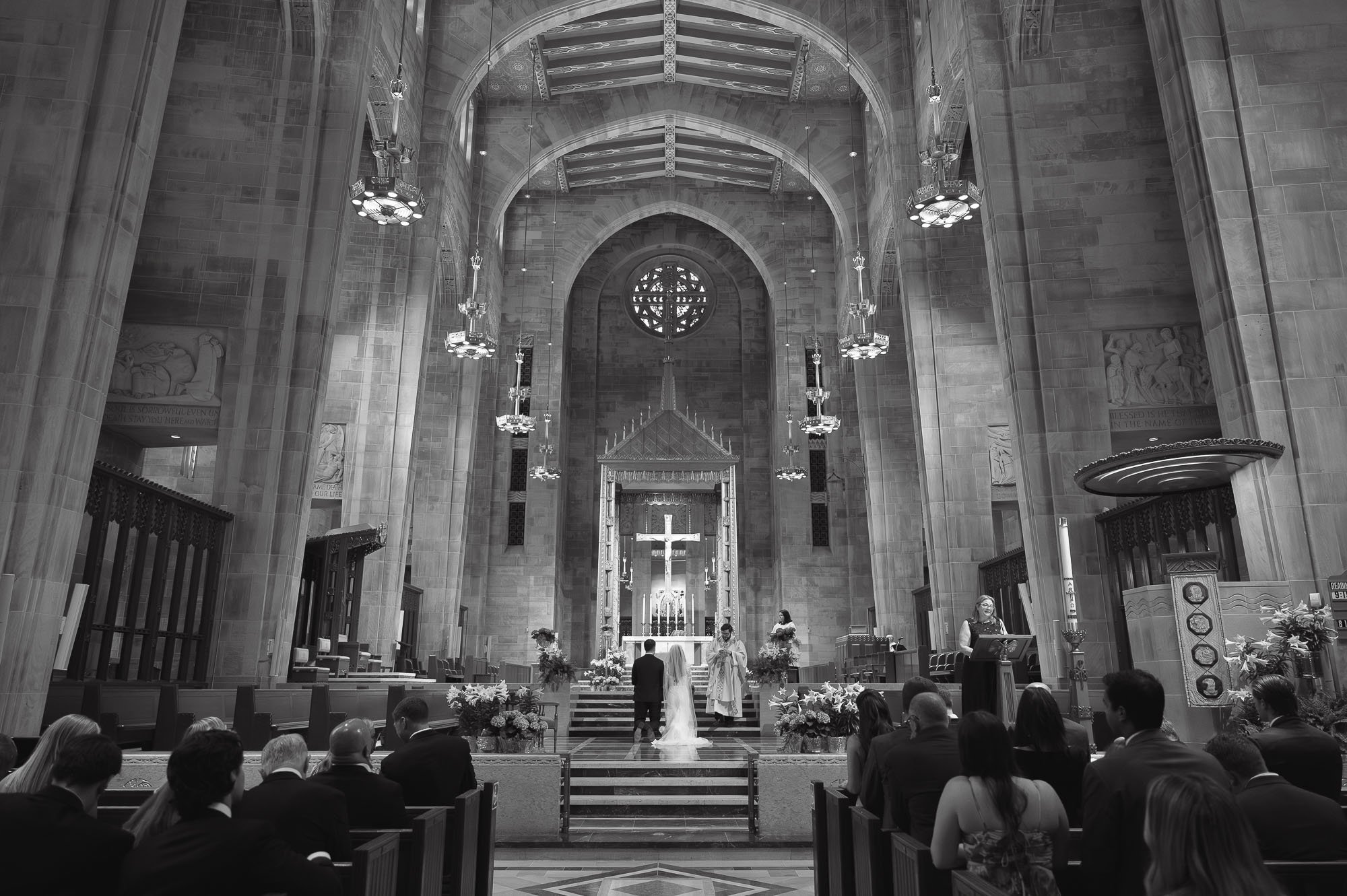 Wedding ceremony at Cathedral of Mary Our Queen in Baltimore, Maryland captured by wedding photographer