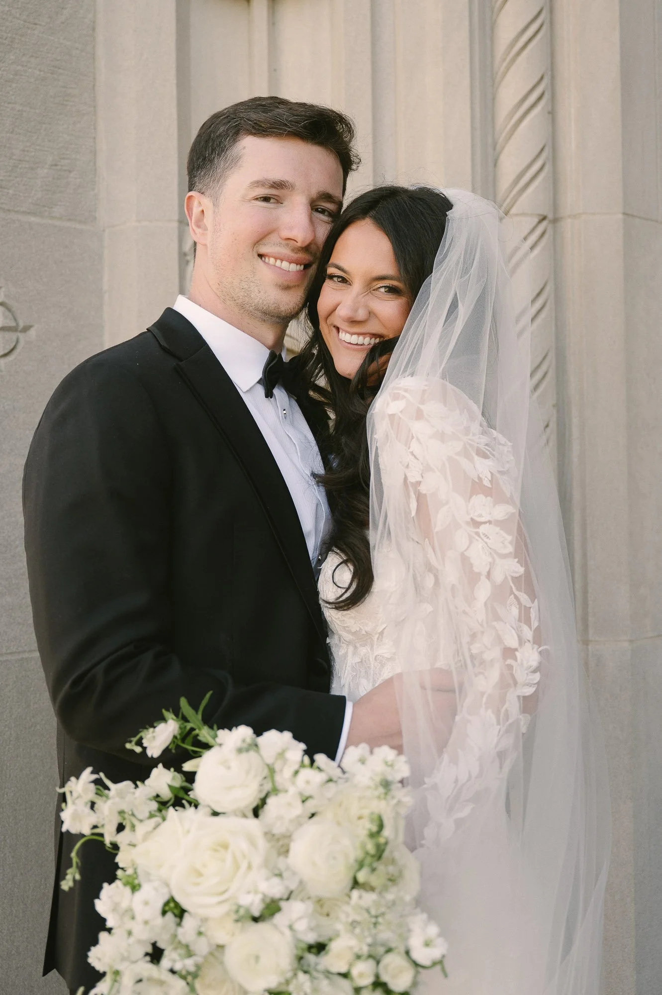 Bride and Groom portraits at The Cathedral of Mary Our Queen in Baltimore, Maryland