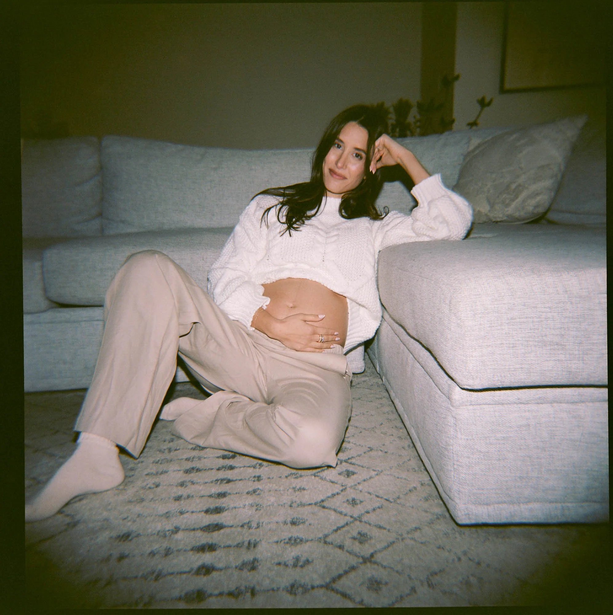 Pregnant mom during her maternity session photographed on holga film in Chelsea, NYC