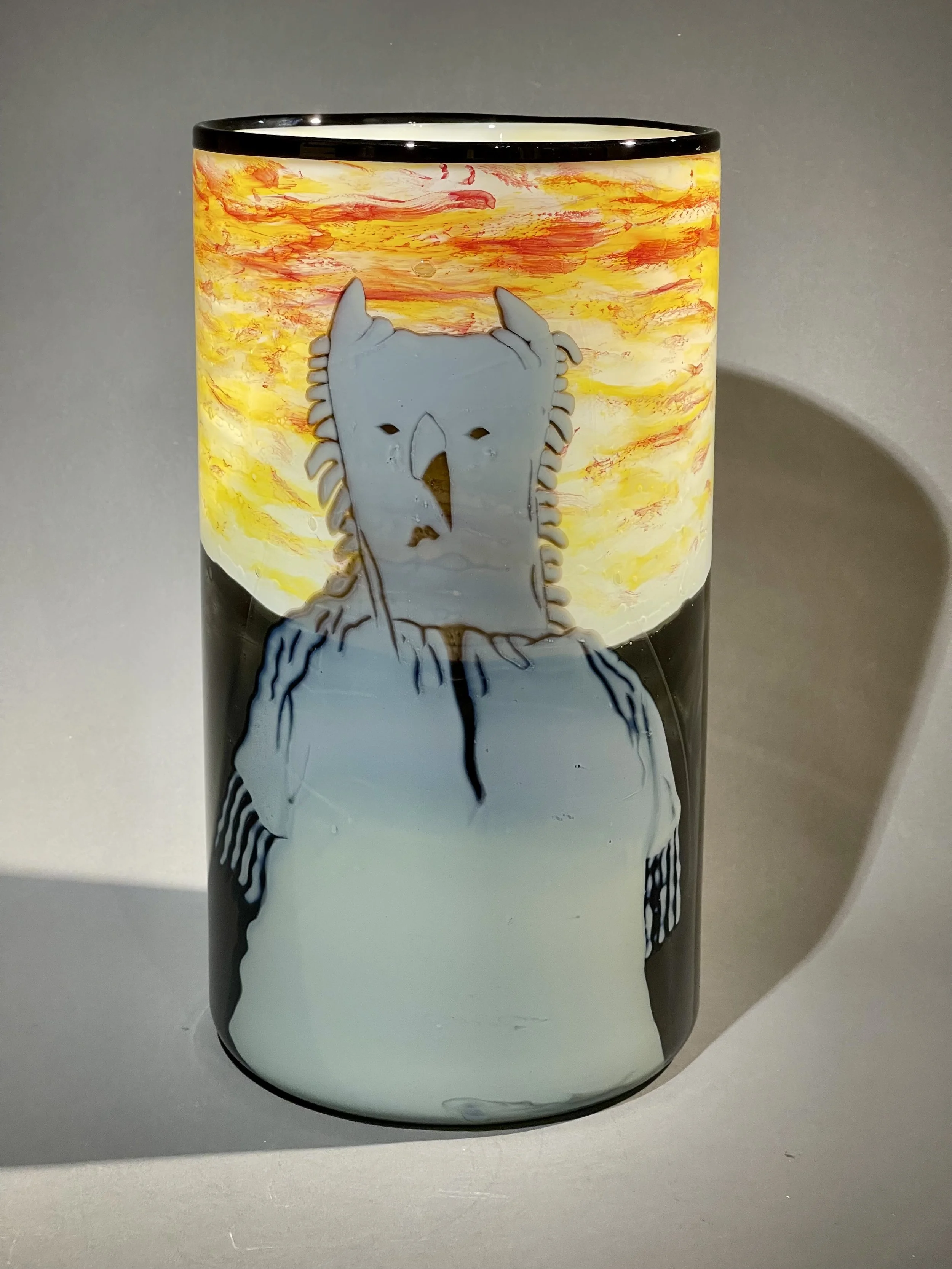 Paul Marioni, Bagman Cylinder , Blown Glass, 16 × 9 × 9” $9,500