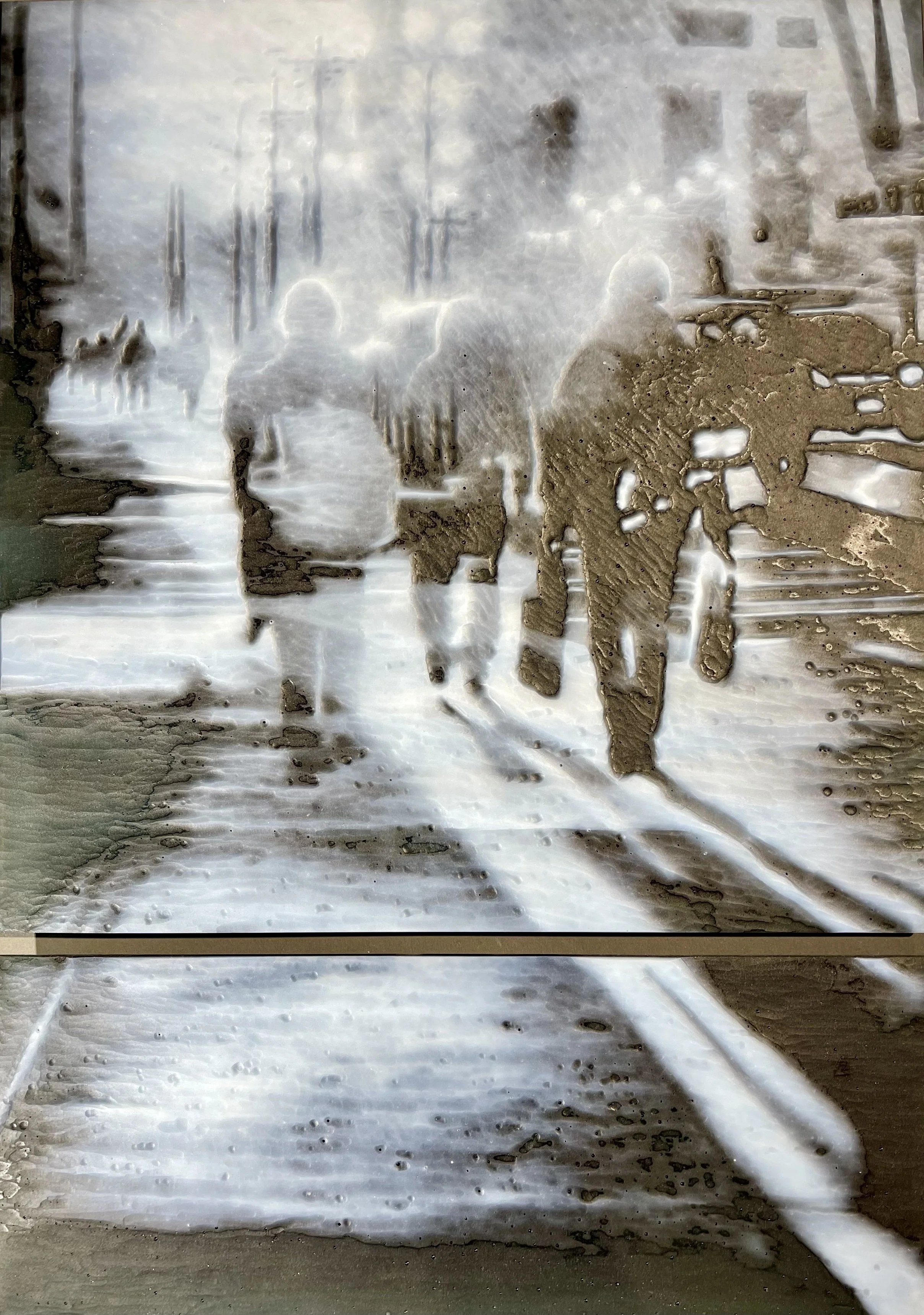 April Surgent, Wall Piece , Cameo Engraved Glass, 18 × 13 × 0.5” $7,800