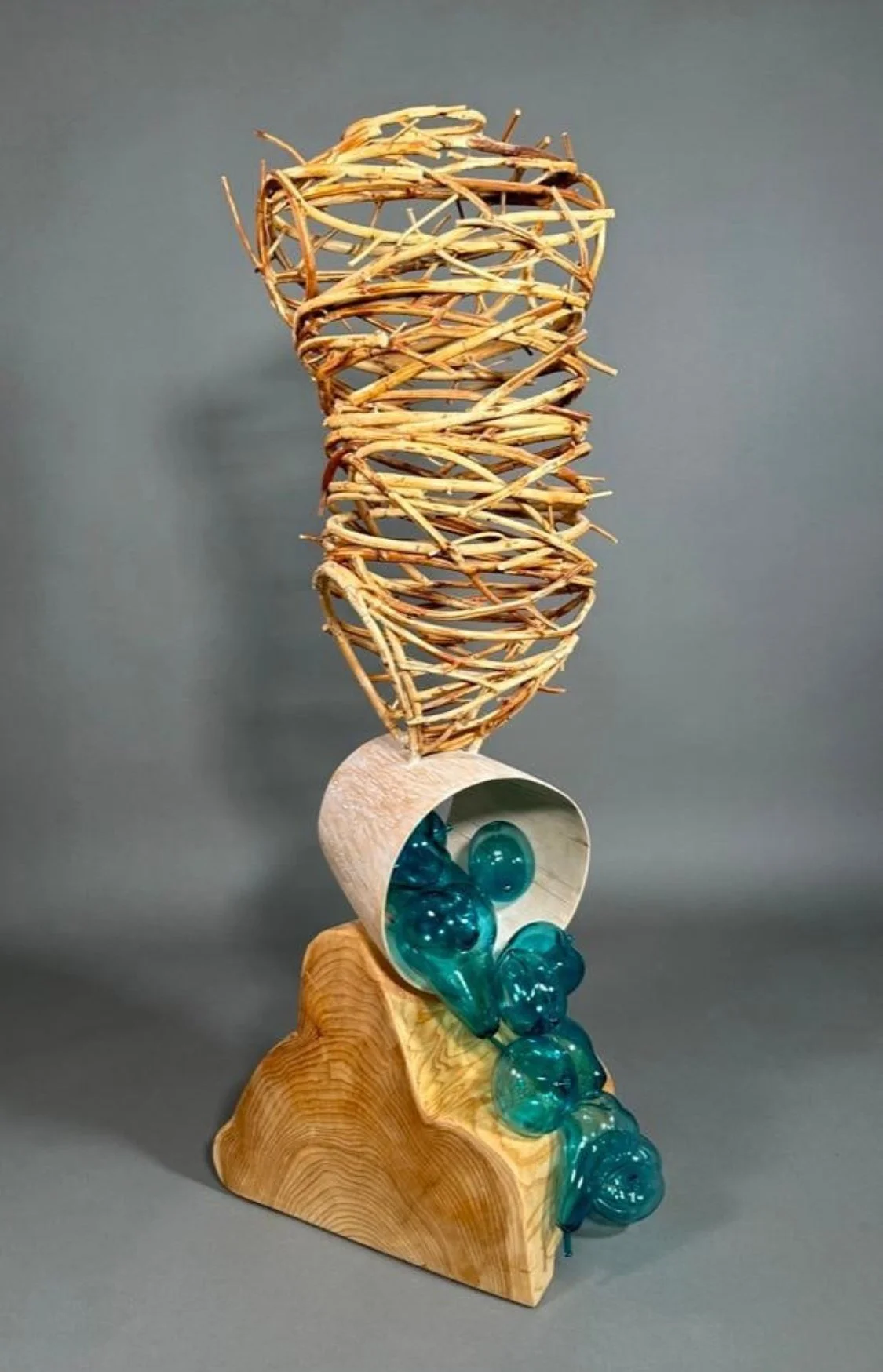 Joey Kirkpatrick and Flora Mace, Wading the Shoal , Glass and Wood, 40 × 15 × 12” Inquire for Pricing