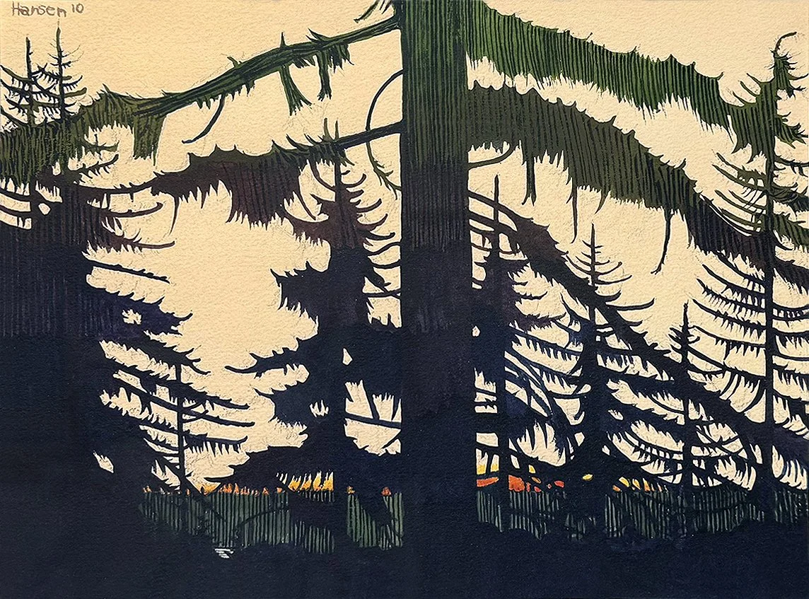   December Sunset - 2010 ,  Watercolor on Paper,  19.5” × 23.5”  framed ,  $1,650 