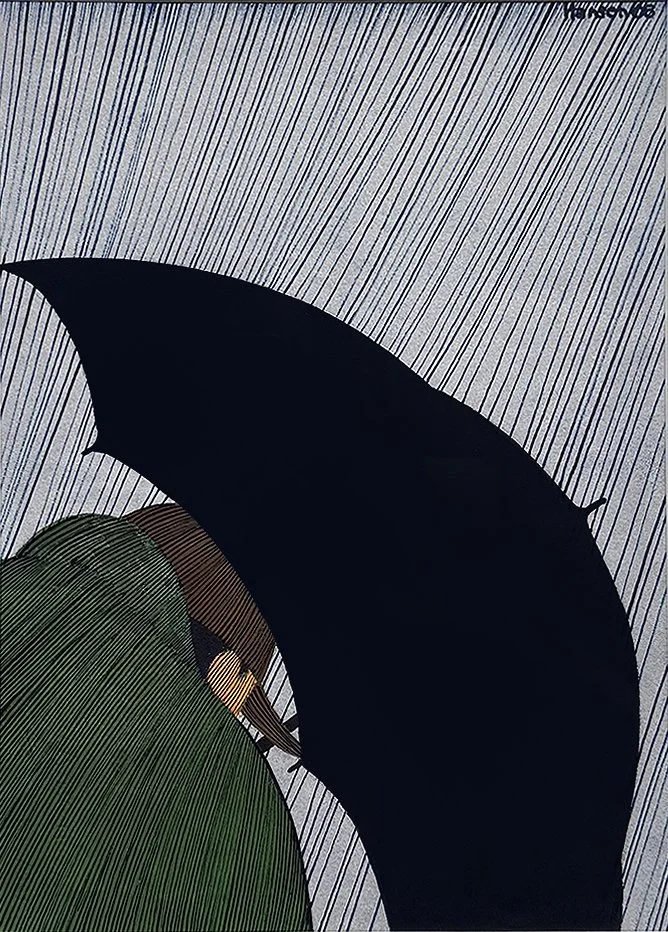   Rain - 2008 ,  Watercolor on Paper,  25” × 21”  framed ,  $1,650 