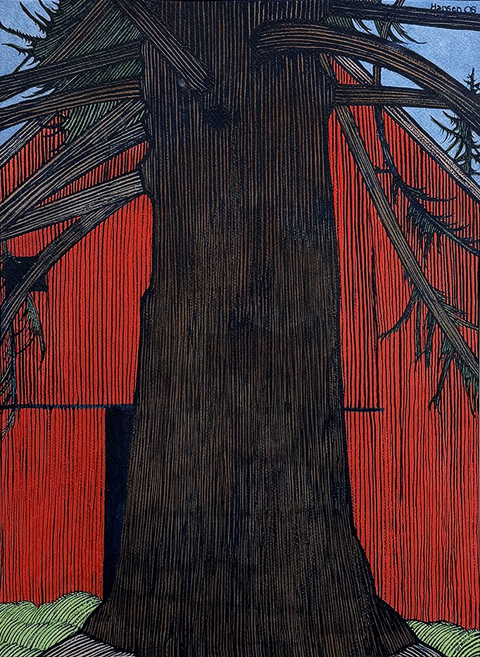   Red Barn - 2008 ,  Watercolor on Paper,  25” × 21”  framed ,  $1,950 