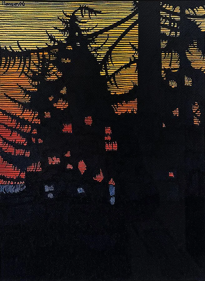   Summer Sunset - 2006 ,  Watercolor on Paper,  25” × 21”  framed ,  $1,650 