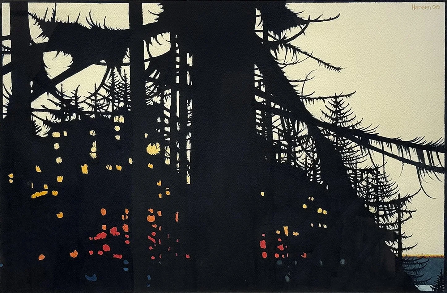   Sunset - 2009 ,  Watercolor on Paper,  25” × 21”  framed ,  $1,650 
