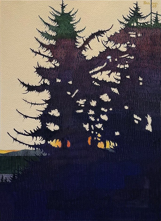   Sunset - 2009 ,  Watercolor on Paper,  25” × 21”  framed ,  $1,650 