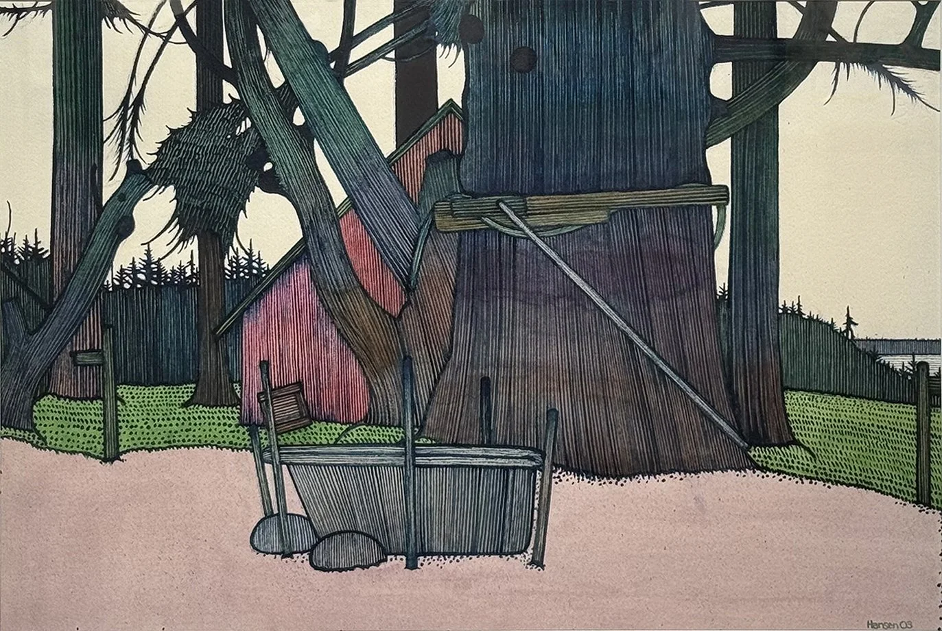   Vashon Farm - 2003 ,  Watercolor on Paper,  32” x 25”  framed ,  $2,700 