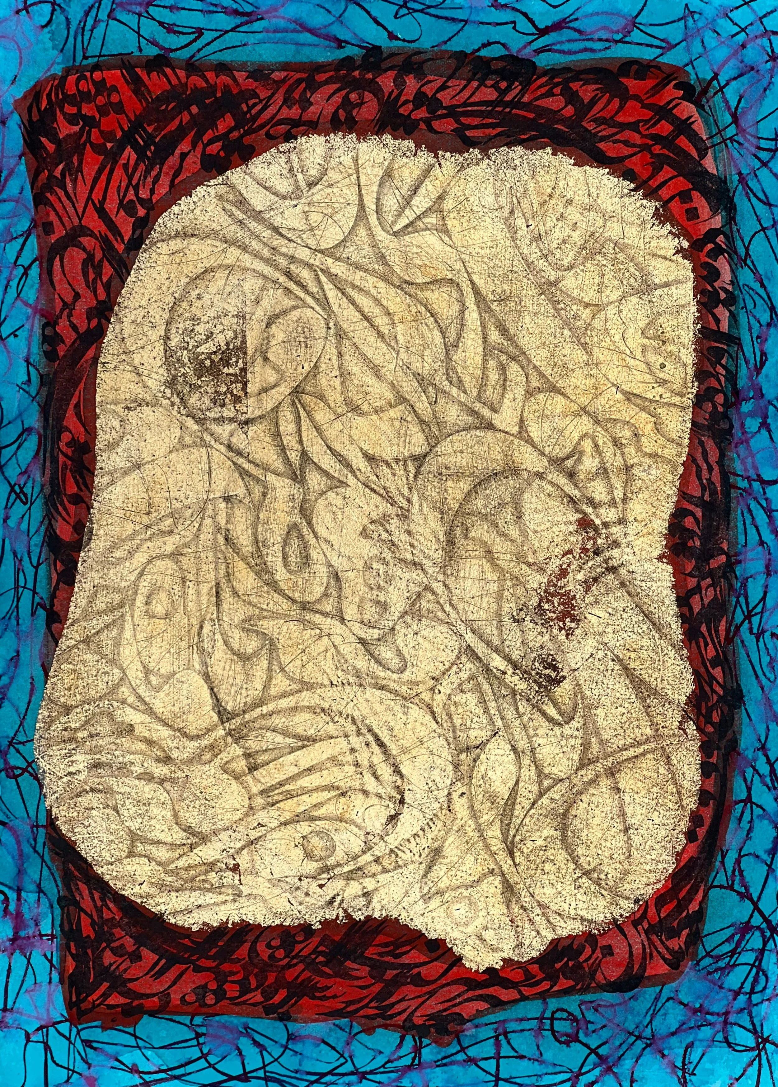  TWISTED HAIR,  14” x 10”,  Gold Leaf, Watercolor and Japanese Ink on Paper,  $1,500 