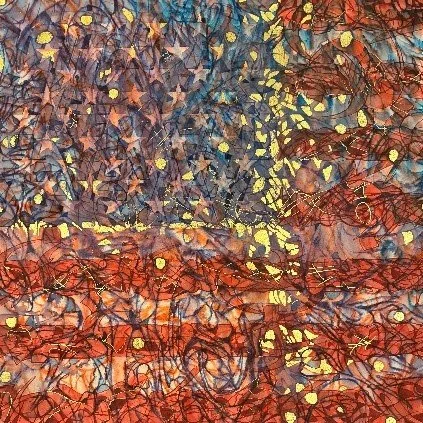  GRATITUDE,  23” x 23”, Acrylic. Japanese Ink and Gold Leaf on Paper,  $4,000 