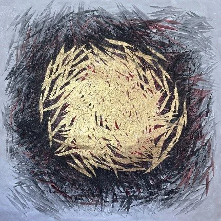  FISH,  80” x 80”, Acrylic, Japanese Ink and  Gold Leaf on Canvas,  $20,000 